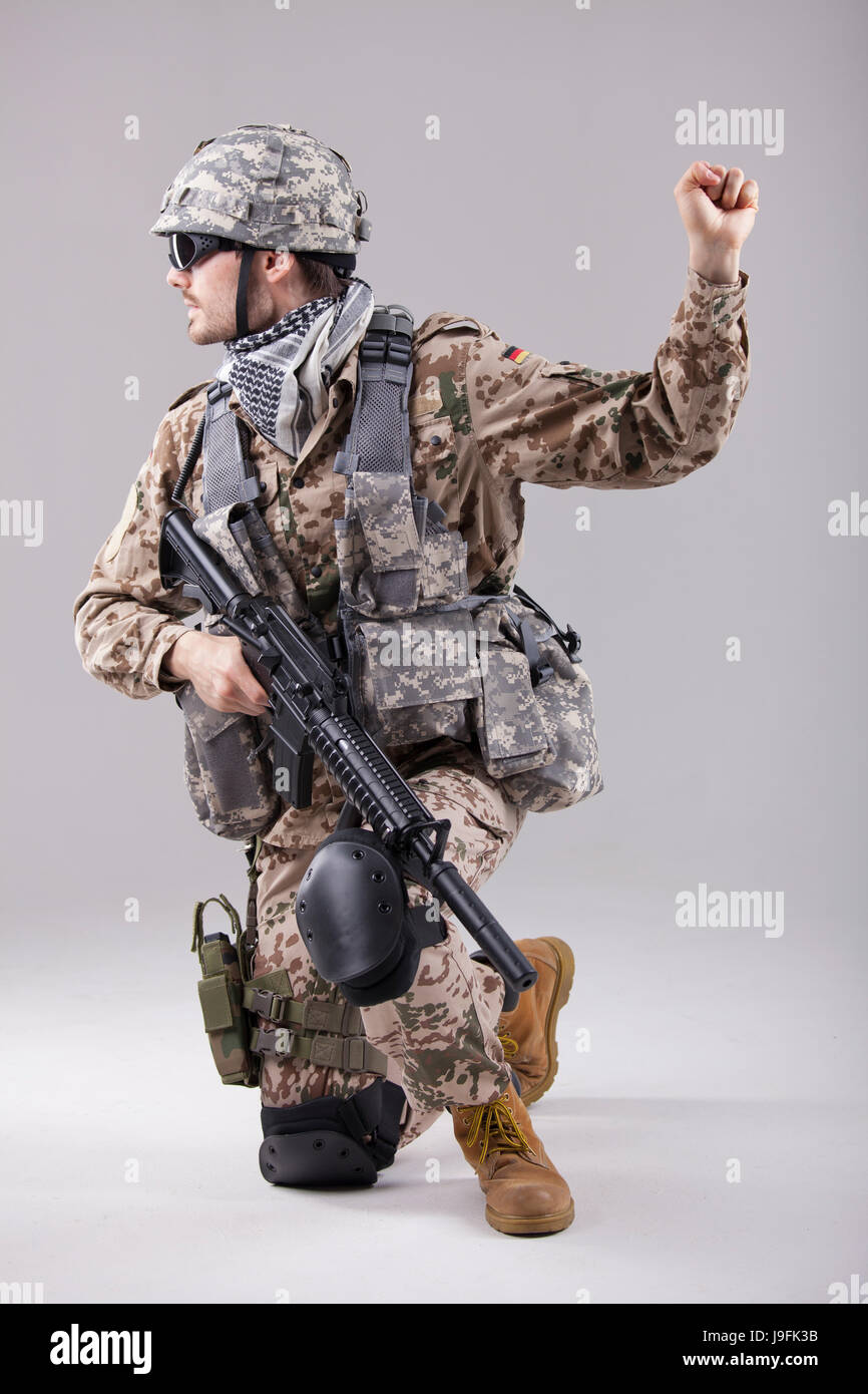 Commande, american, armée, guerre, soldat, camouflage, militaire, arme à feu, arme à feu, Banque D'Images