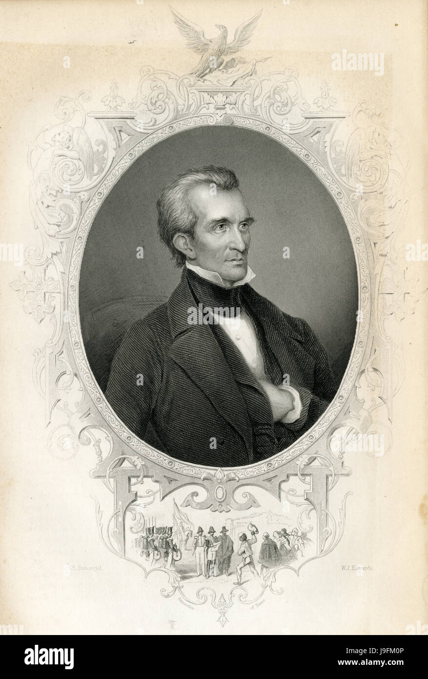 Gravure ancienne c1860, James K. Polk. James Knox Polk (1795-1849) a été le 11e président des États-Unis (1845-49). Auparavant, il a été le 13e Président de la Chambre des représentants et en tant que gouverneur de New York. SOURCE : gravure originale. Banque D'Images