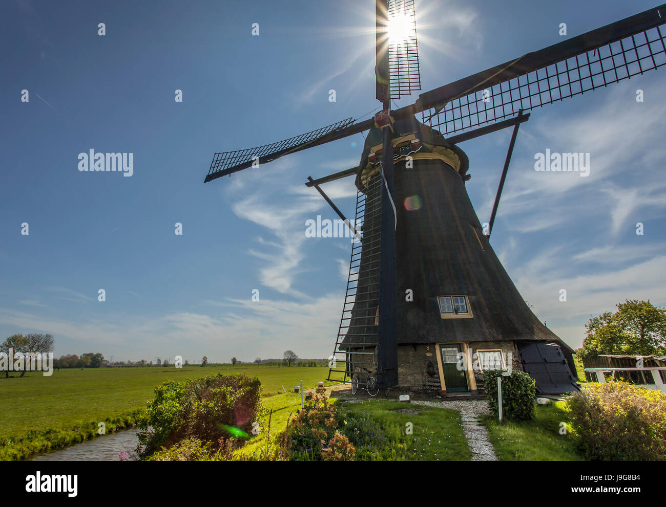 Moulins à vent de Kinderdijk Pays-bas Paysage du patrimoine culturel mondial de l'Unesco Banque D'Images