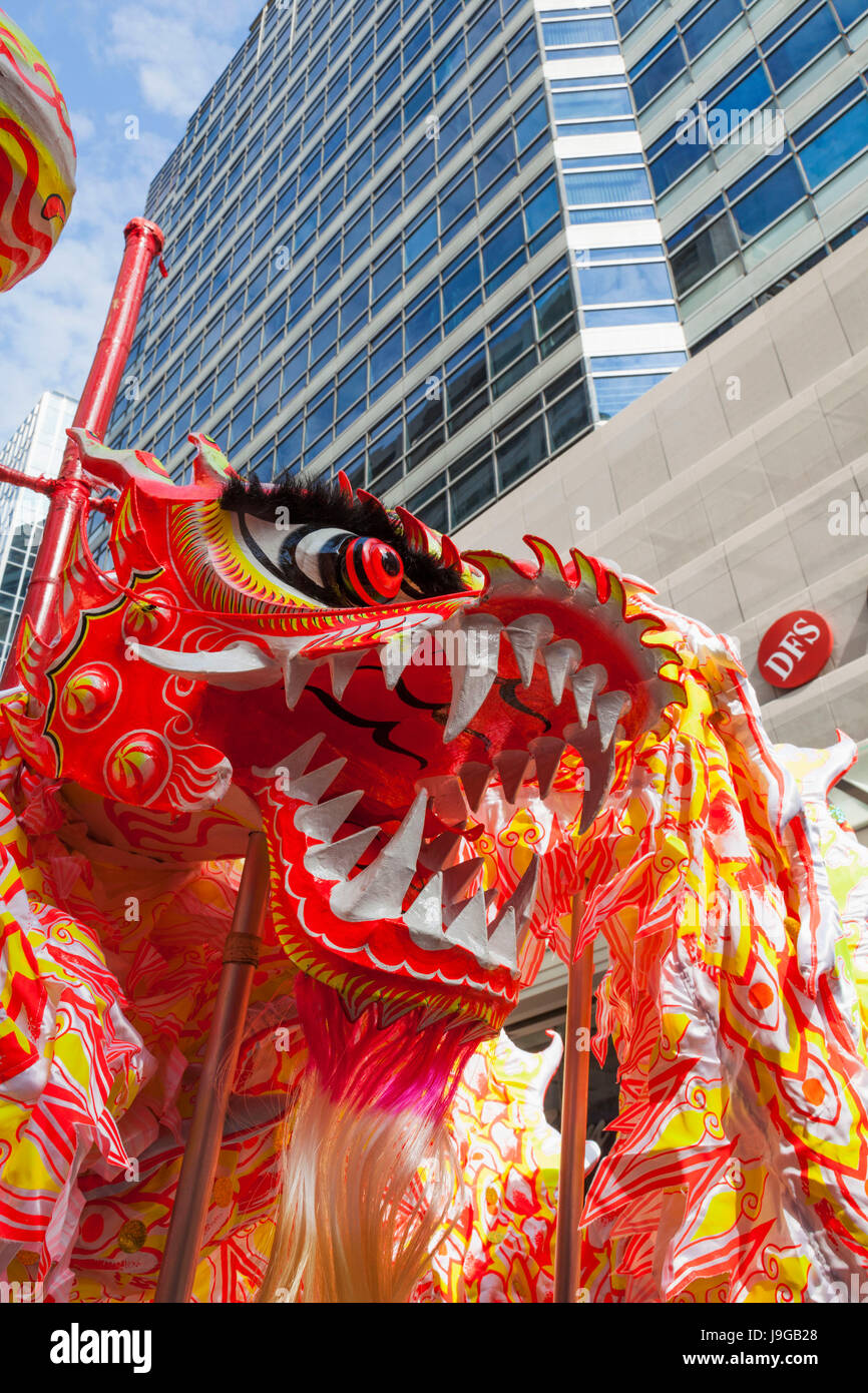 La Chine, Hong Kong, la danse du Dragon Banque D'Images