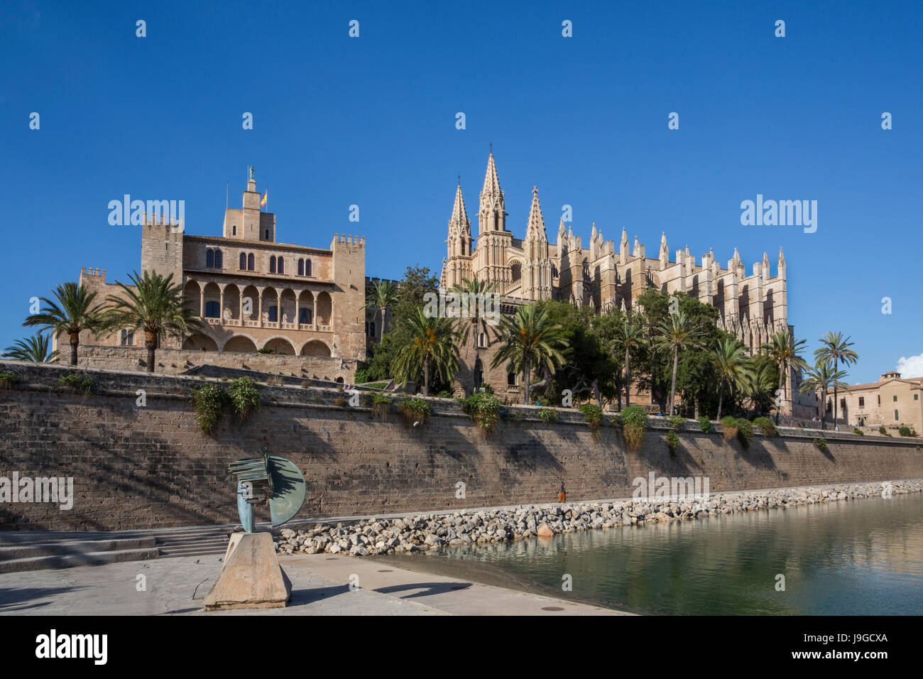 Espagne, Majorque, Palma, ville de l'Almudaina et La Seu Cathedral, Banque D'Images