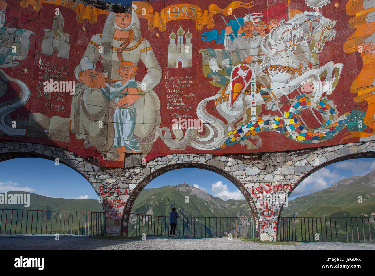 La Géorgie, Gudauri, russe et de l'amitié Gorgia, Caucase, Banque D'Images