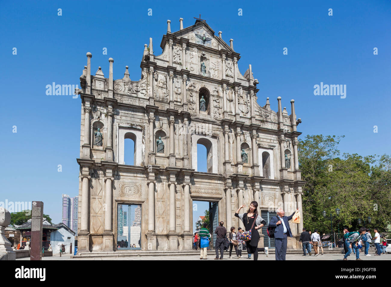 La Chine, Macao, Ruines de l'église St Paul Banque D'Images