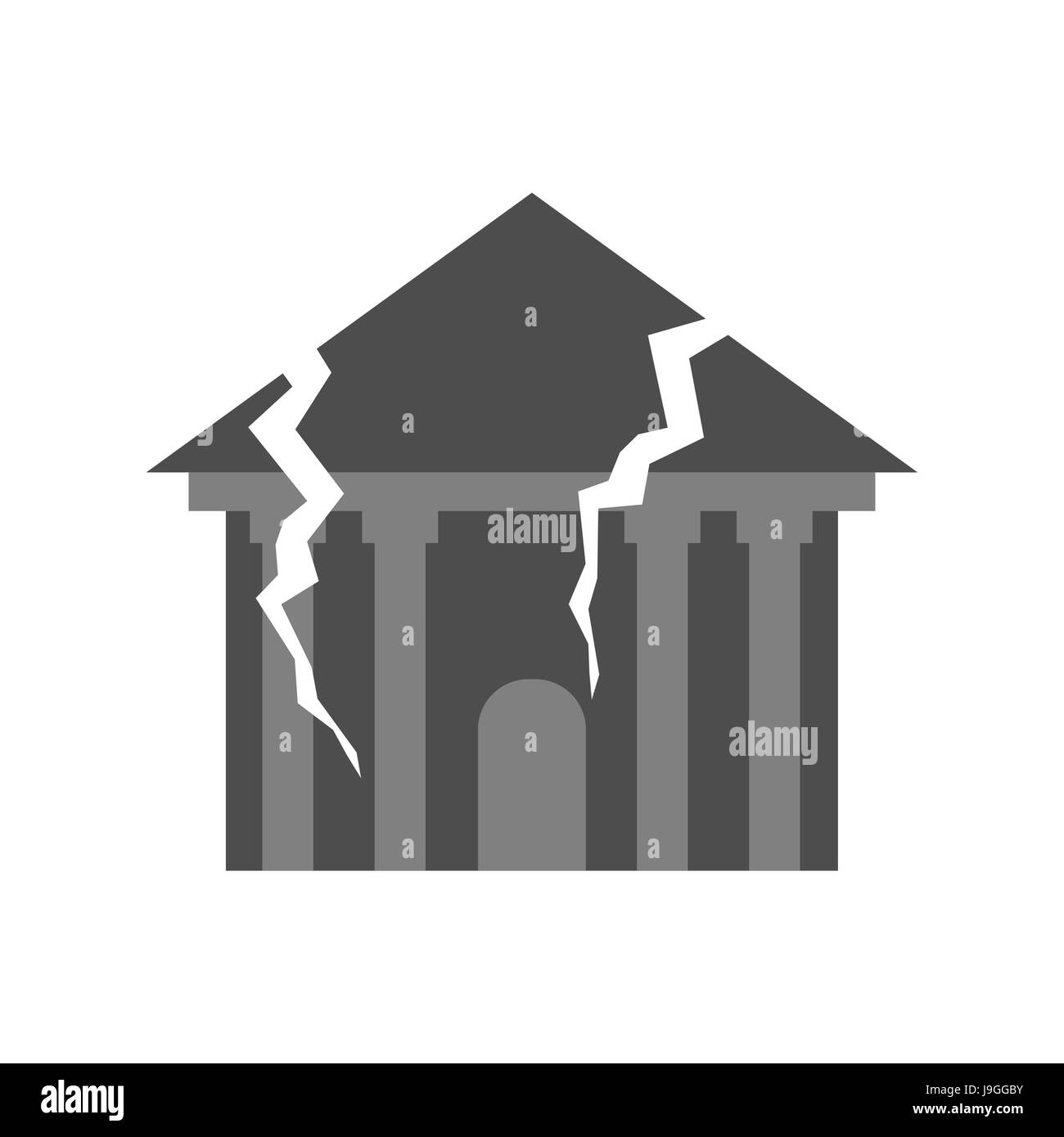 Bâtiment de guerre rompu. Les fissures et les éclats d'installations détruites. L'ouragan démolition maison. L'architecture en ruine du séisme. Catastrophe spontanée. Apo Illustration de Vecteur