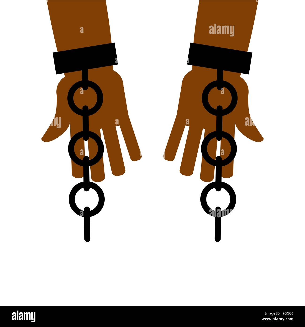L'émancipation de l'esclavage. se libérer. Des chaînes sur les mains de l'esclave. Libérer de l'esclavage. Illustration de Vecteur