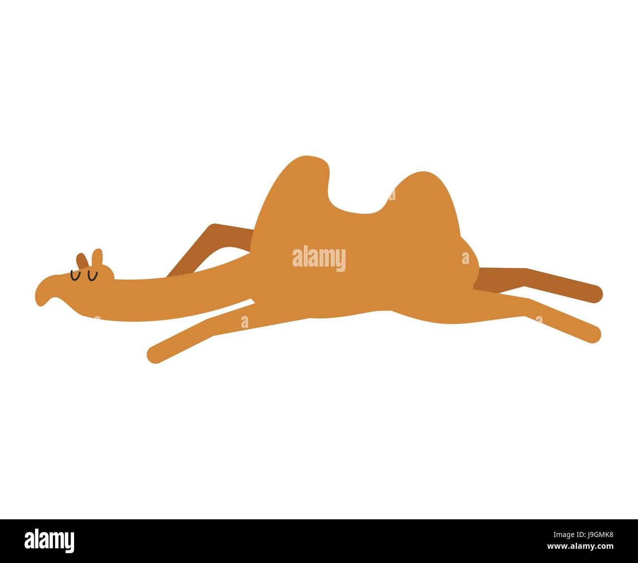 Chameau à dormir. Désert de l'animal est endormi. Bête endormie Illustration de Vecteur
