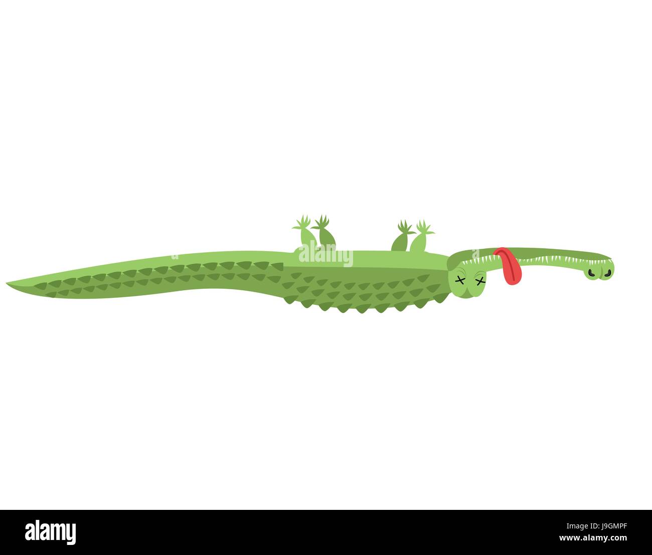 Dead crocodile. Alligator africain décédé. Cadavre de bête sauvage croc Illustration de Vecteur