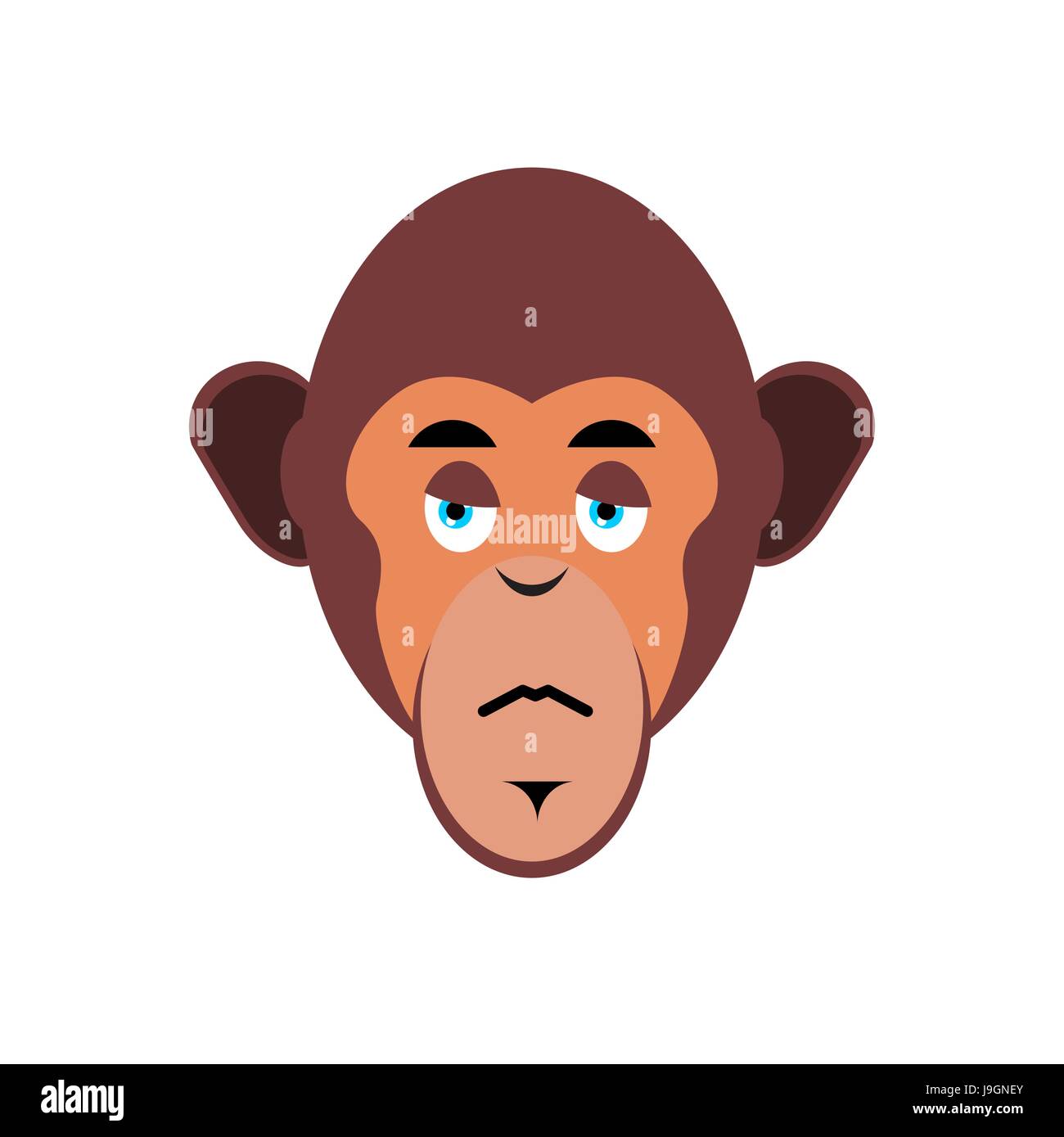 Triste singe ouistiti. Emoji émotion malheureux isolés. Visage de chimpanzé Illustration de Vecteur