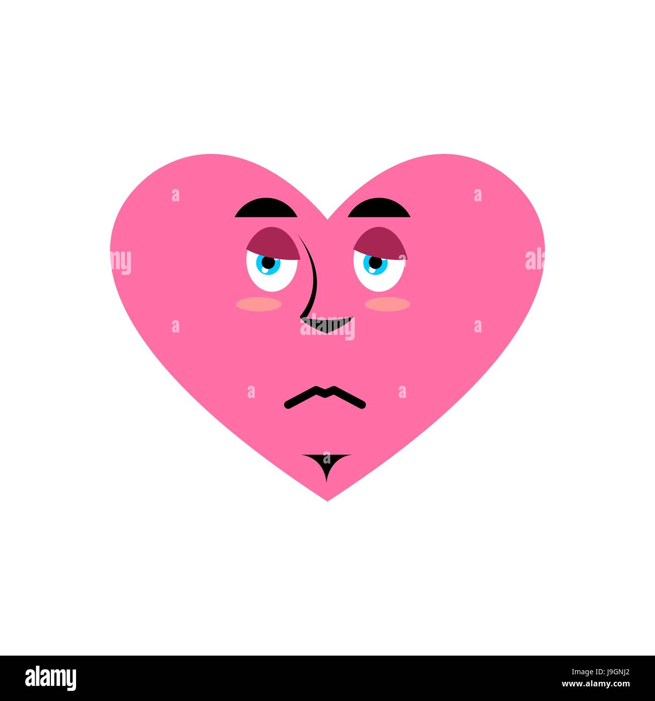 Amour triste icônes emoji. Malheureux cœur isolé d'émotion Illustration de Vecteur