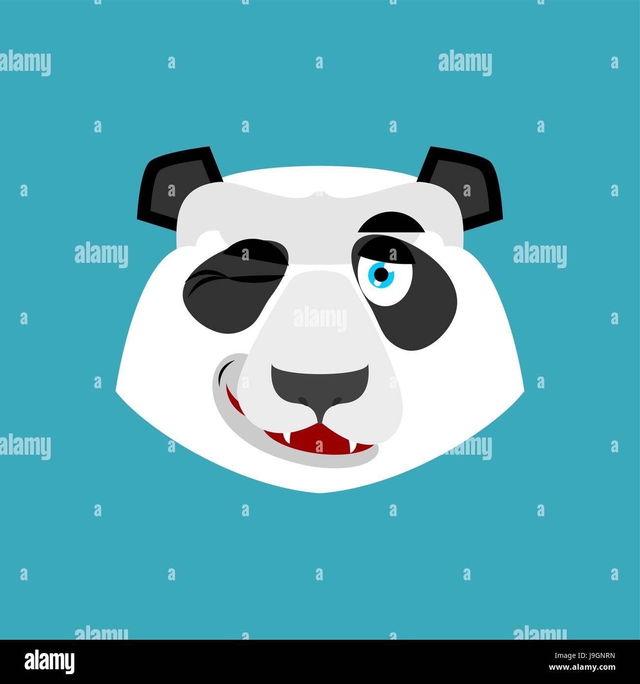 Panda clignant de l'Emoji. Ours chinois heureux isolé de l'émotion Illustration de Vecteur