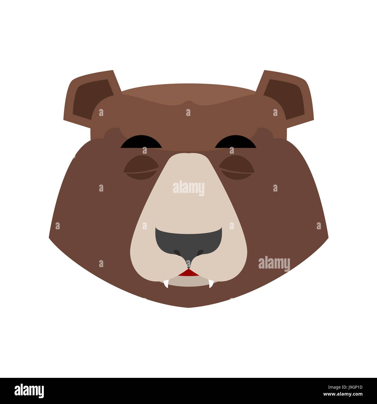 Sommeil de l'ours grizzli. Emoji endormi émotion. visage animal sauvage isolé Illustration de Vecteur