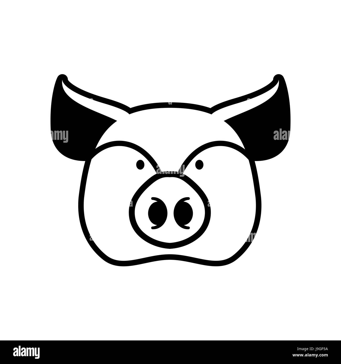Tête de cochon piggy. signe symbole du museau. Animaux de ferme Illustration de Vecteur
