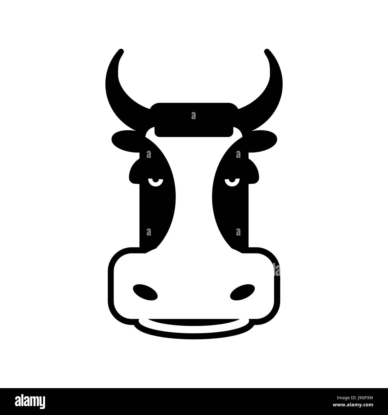 Signe de tête de vache. Face Bull symbole. Animaux de ferme Illustration de Vecteur