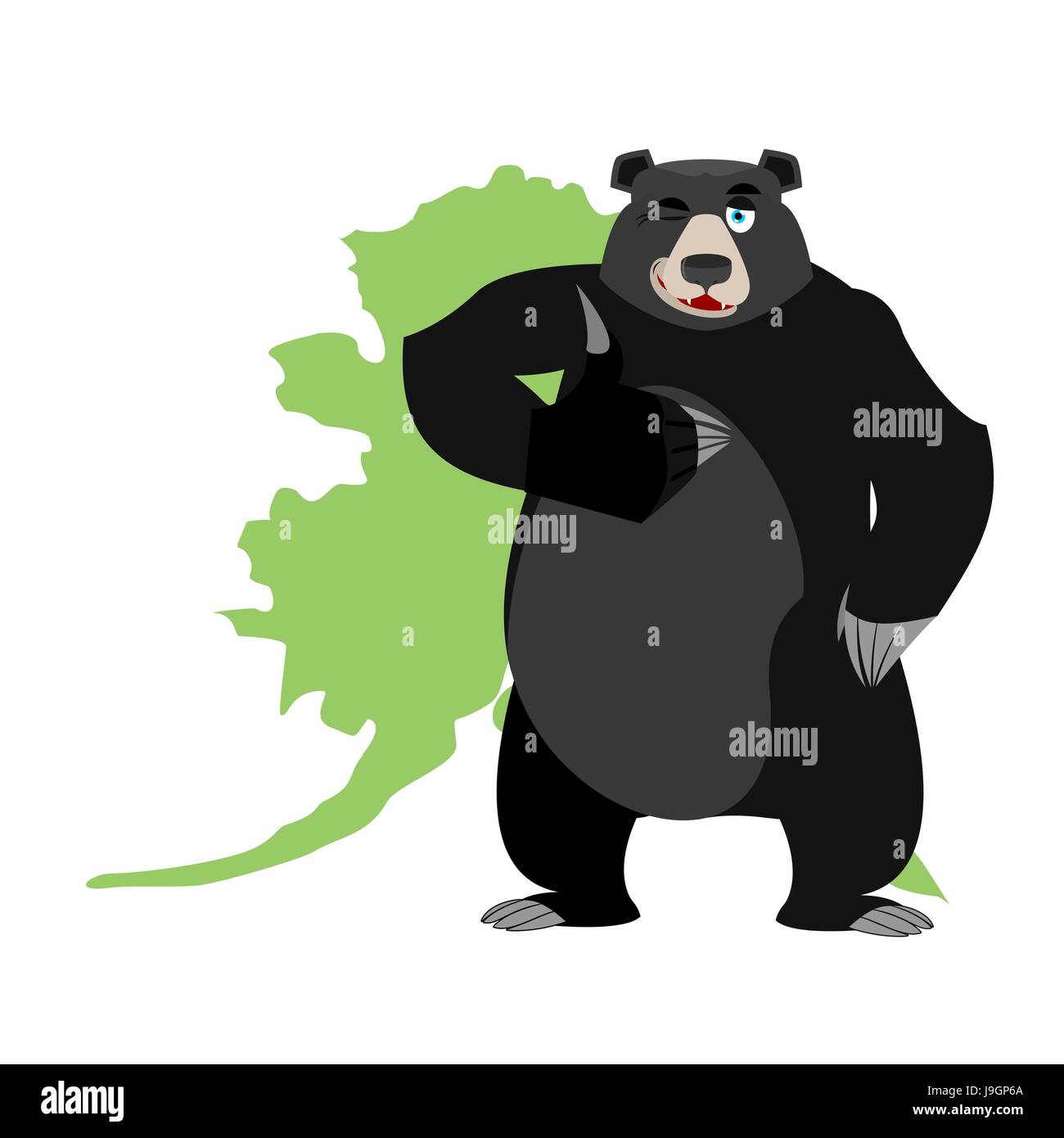Baribal et Alaska carte. L'ours noir américain Illustration de Vecteur