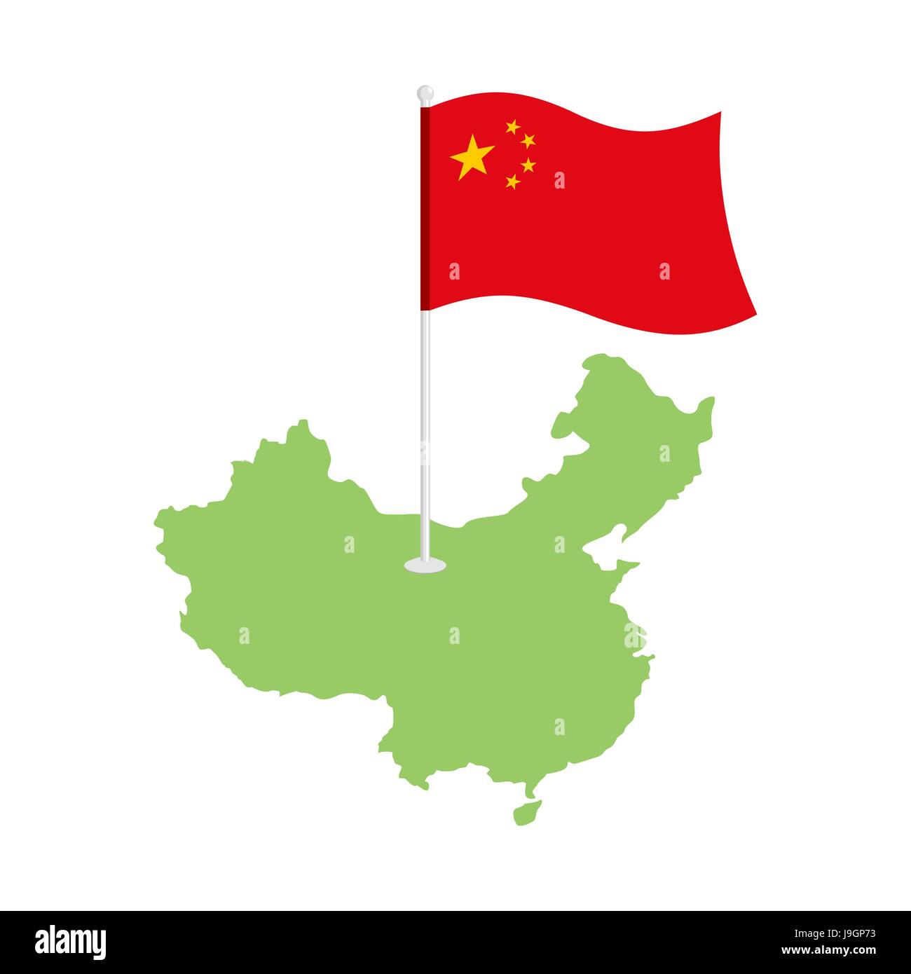 Chine la carte et drapeau. Gestion des ressources et de l'occupation chinoise. Signe patriotique de l'état Illustration de Vecteur