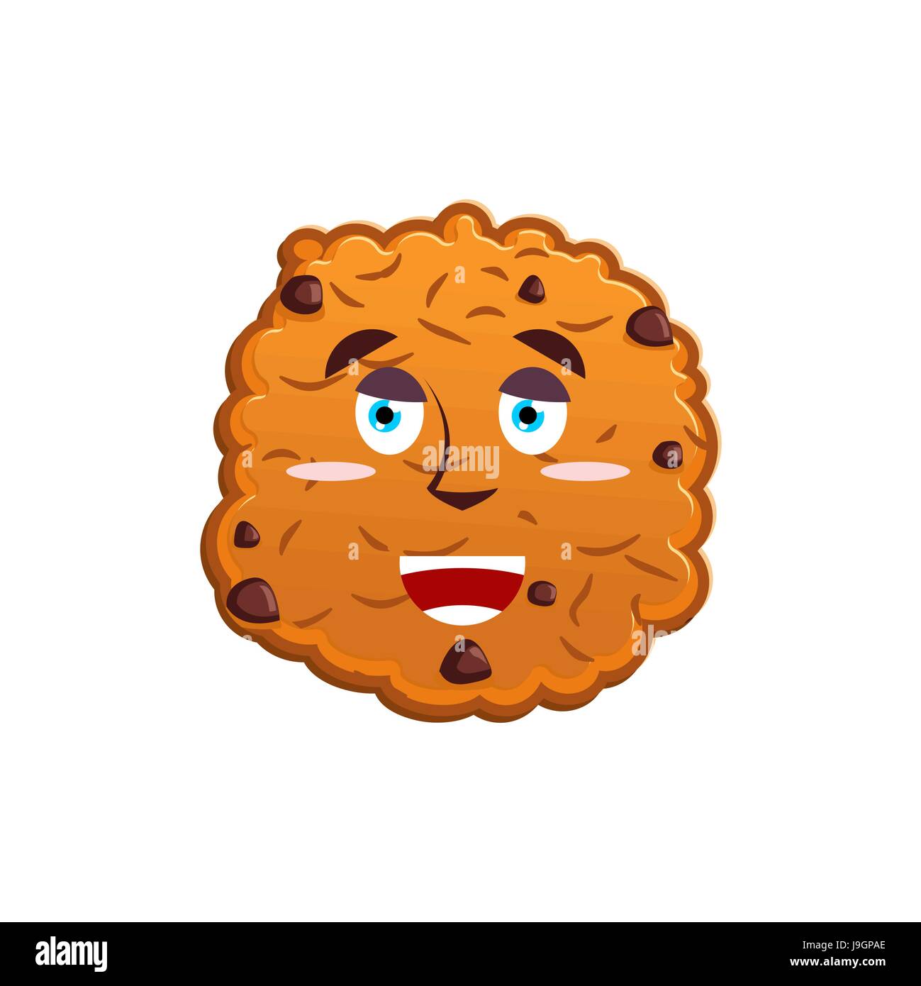 Cookies heureux. Emoji émotion biscuit joyeux. Isolé de l'alimentation Image Vectorielle Stock