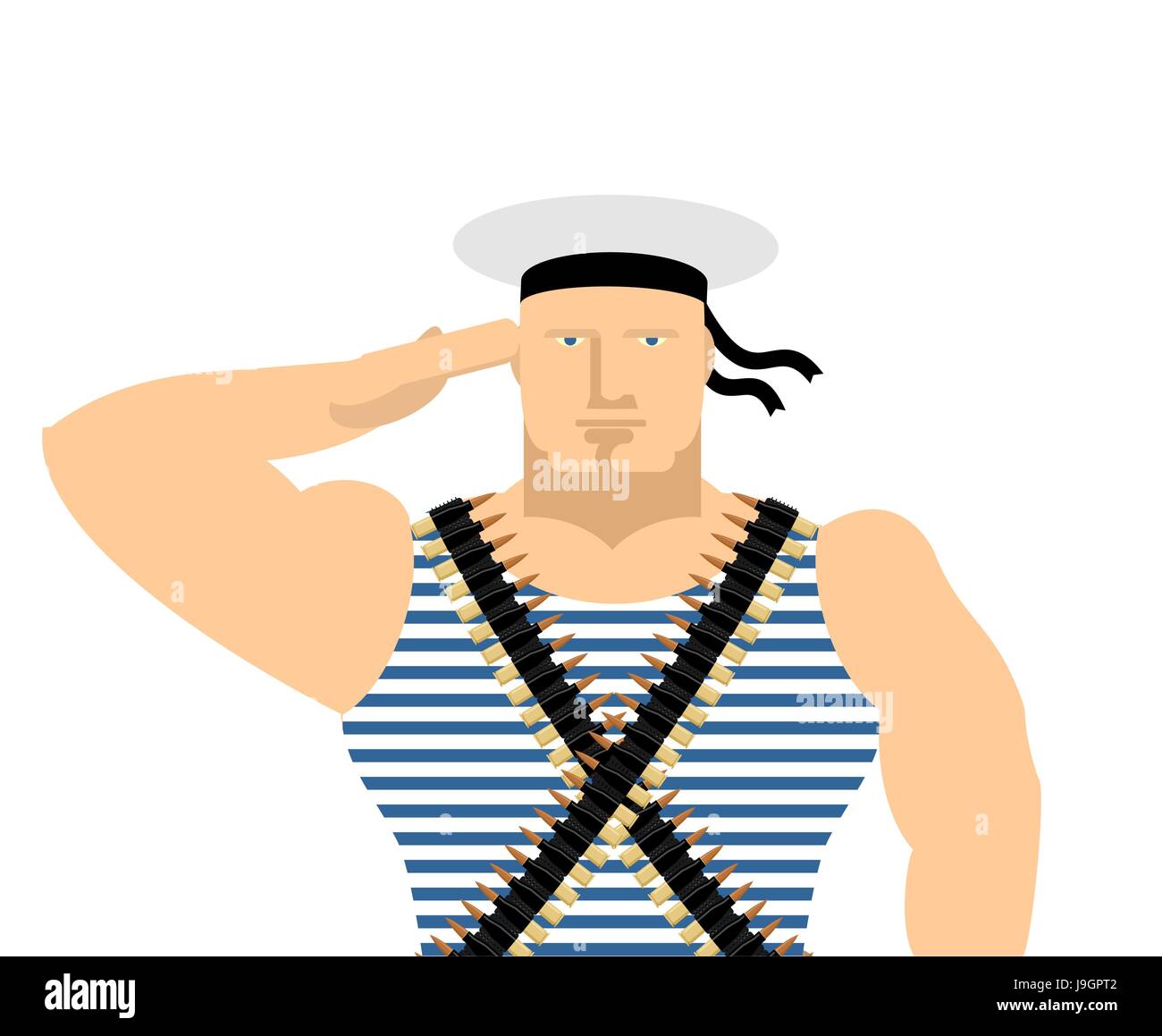 Dans marin Striped Vest, sans pics pac. 23 février Jour de défenseurs de la patrie en Russie. Soldat de marine russe Illustration de Vecteur