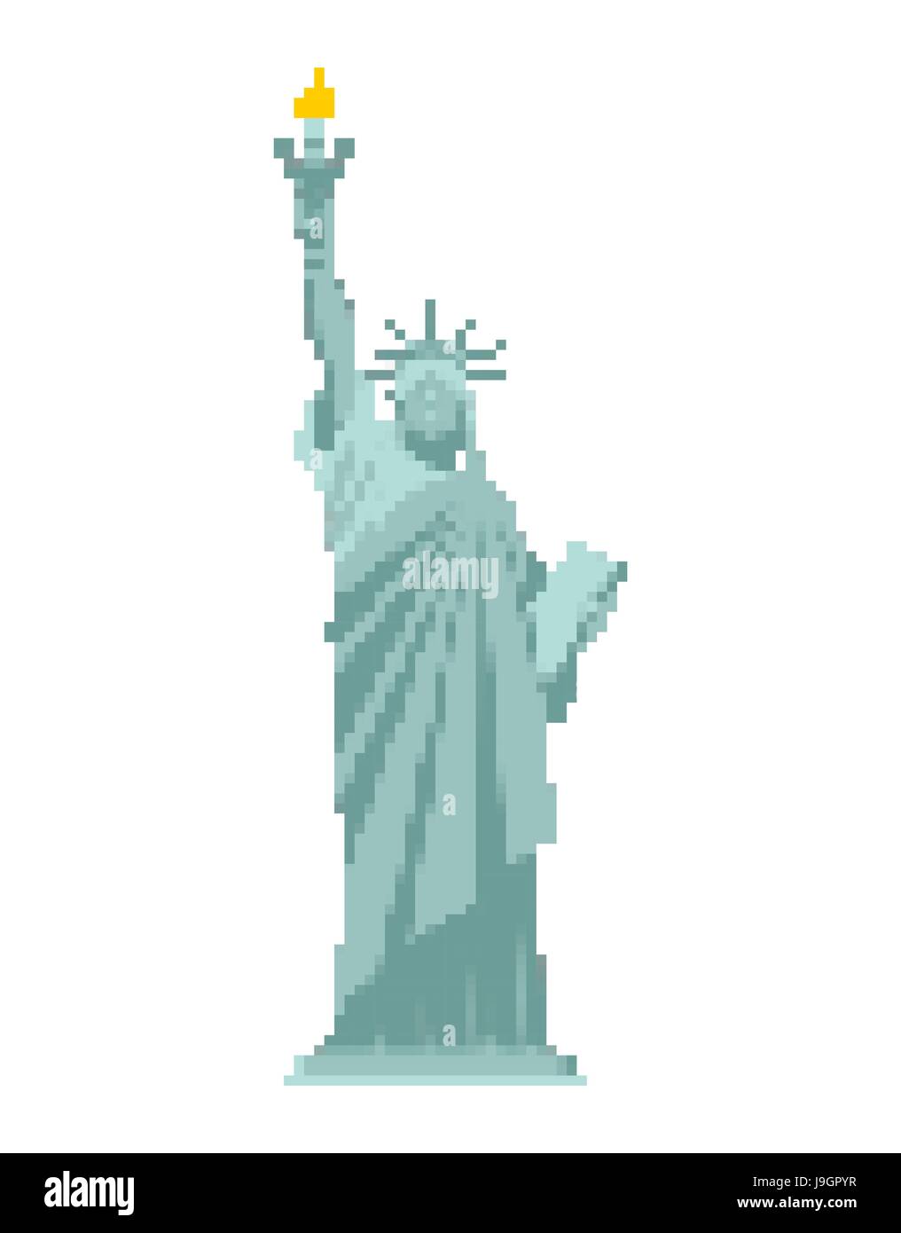 Statue de la liberté l'art pixel 8 bits en vue d'Amérique. L'Architecture Sculpture pixélisé USA Illustration de Vecteur