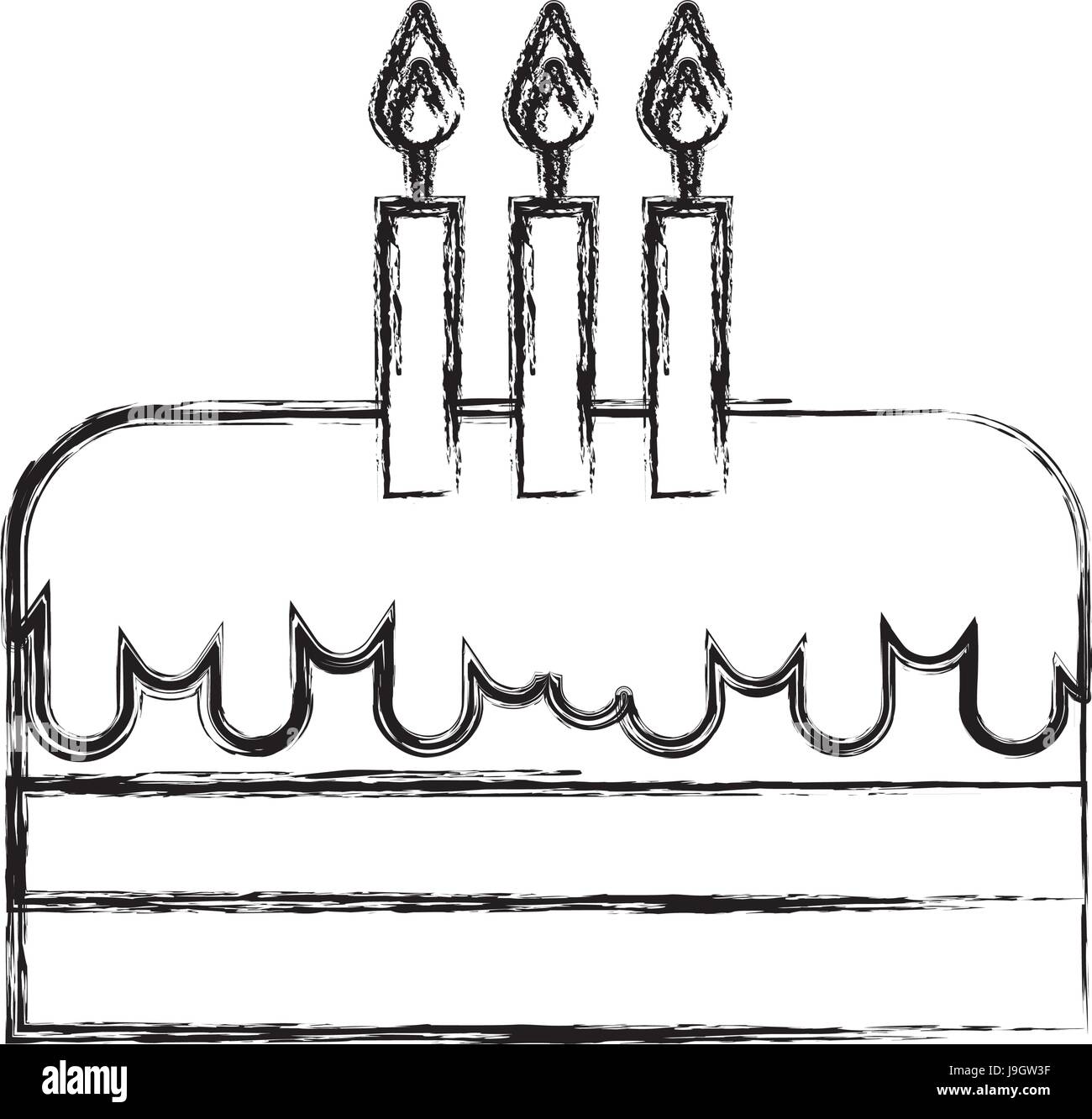 Gateau D Anniversaire De Croquis Dessiner Cartoon Image Vectorielle Stock Alamy