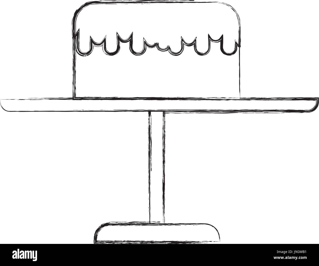Sketch Stand Tirage Du Gateau D Anniversaire Cartoon Image Vectorielle Stock Alamy