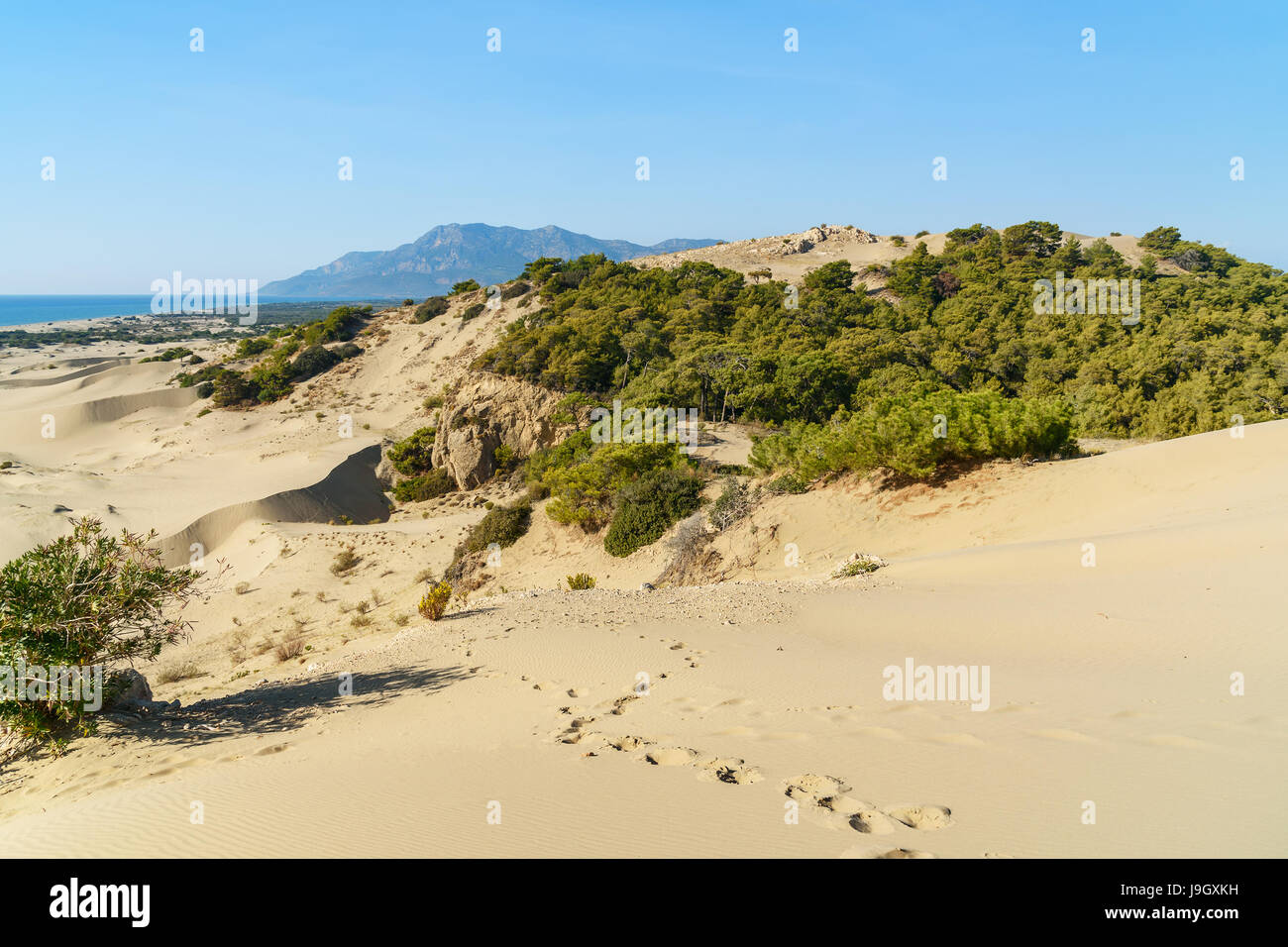 Dunes de sable blanc sur la plage de Patara. La province d'Antalya. La Turquie Banque D'Images