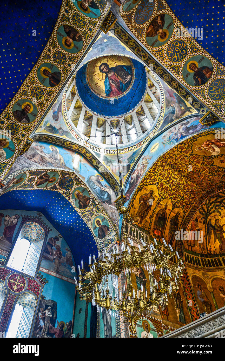 Intérieur du monastère orthodoxe de Géorgie, l'Europe. Banque D'Images