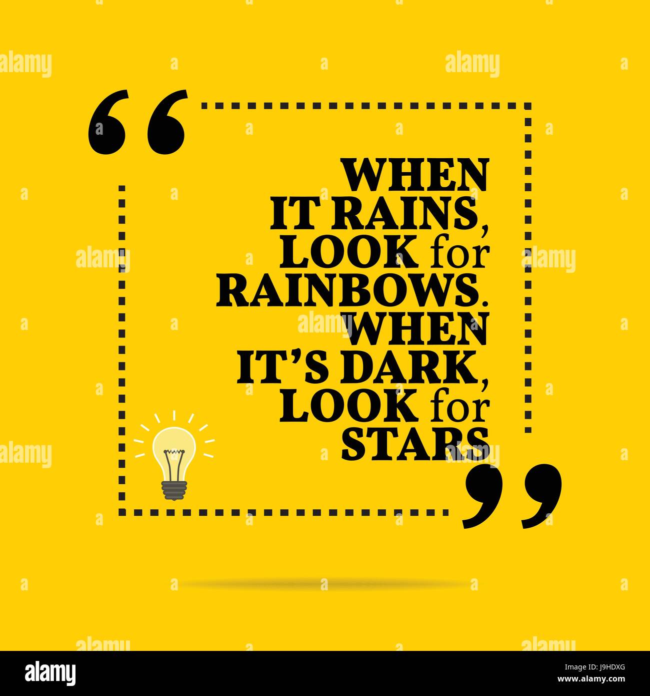 Citation De Motivation D Inspiration Quand Il Pleut Chercher Des Arcs En Ciel Lorsqu Il Est Fonce Chercher Des Etoiles Simple Design Tendance Image Vectorielle Stock Alamy