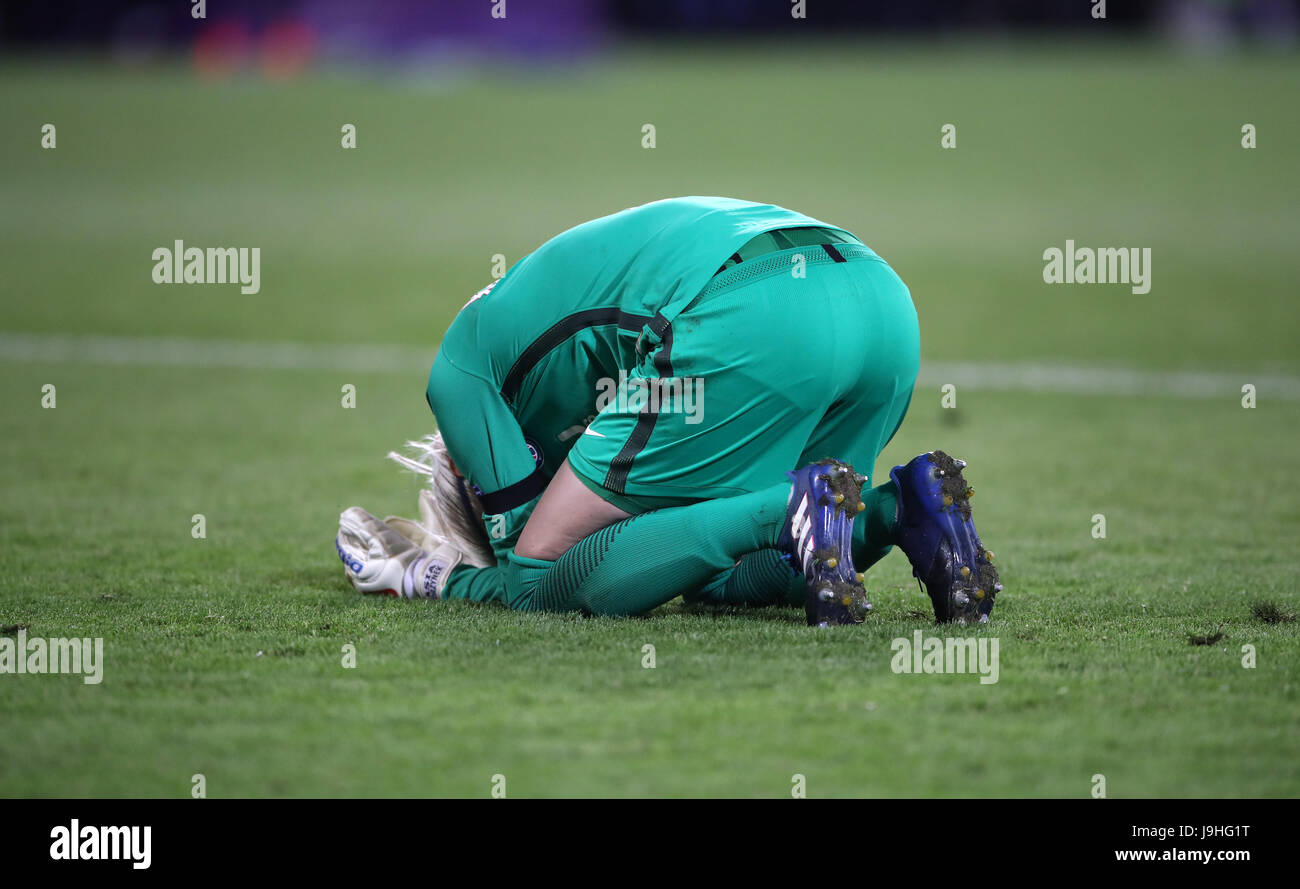 Le gardien de but de Paris Saint-Germain Katarzyna Kiedrzynek est abattu lors de la finale de la Ligue des champions des femmes de l'UEFA au stade de Cardiff. APPUYEZ SUR ASSOCIATION photo. Date de la photo : jeudi 1er juin 2017. Voir PA Story FOOTBALL Women. Le crédit photo devrait se lire comme suit : Nick Potts/PA Wire. . Banque D'Images