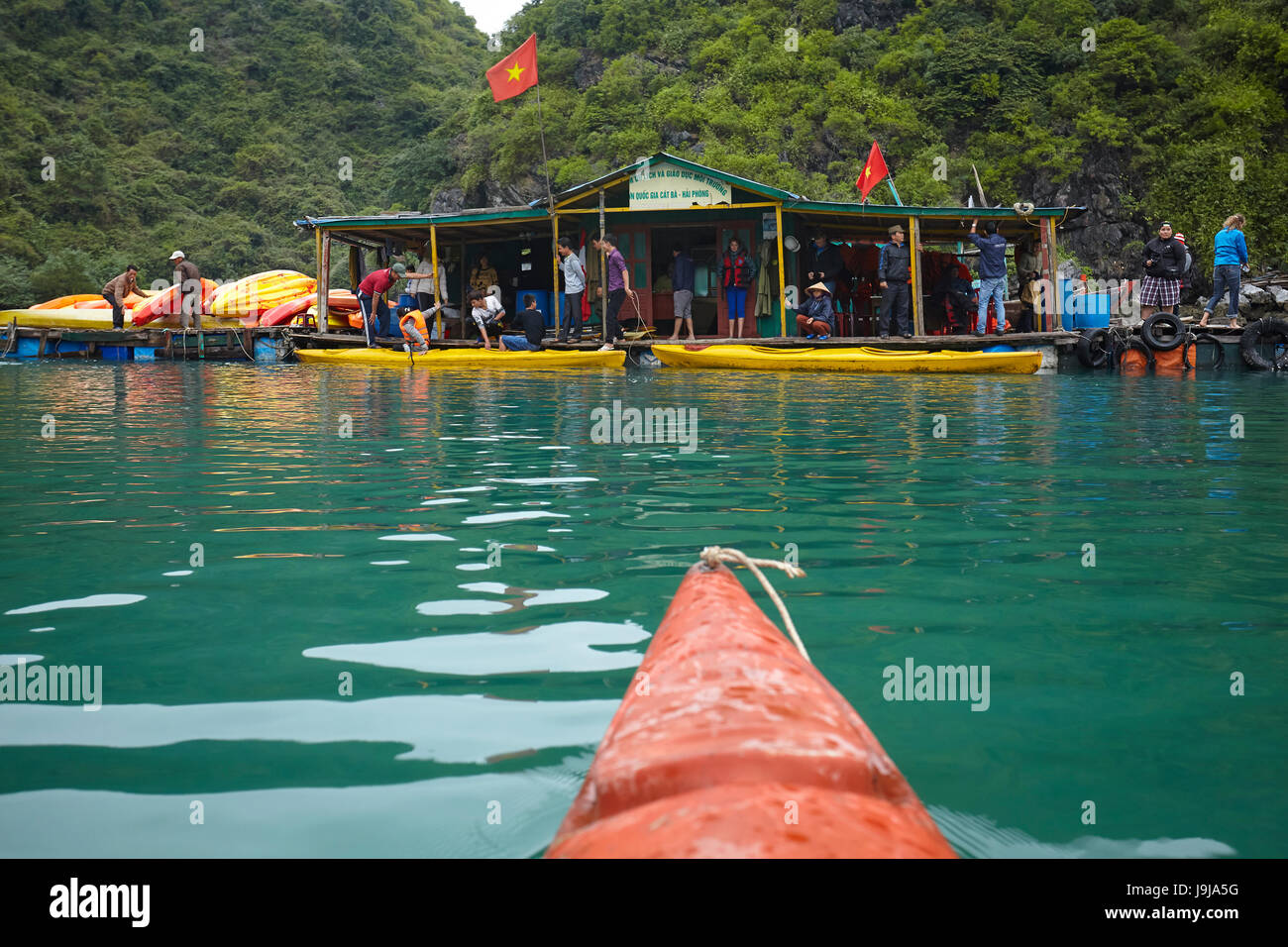 Kayak, Ha Long Bay (site du patrimoine mondial de l'Unesco ), Province de Quang Ninh, Vietnam Banque D'Images
