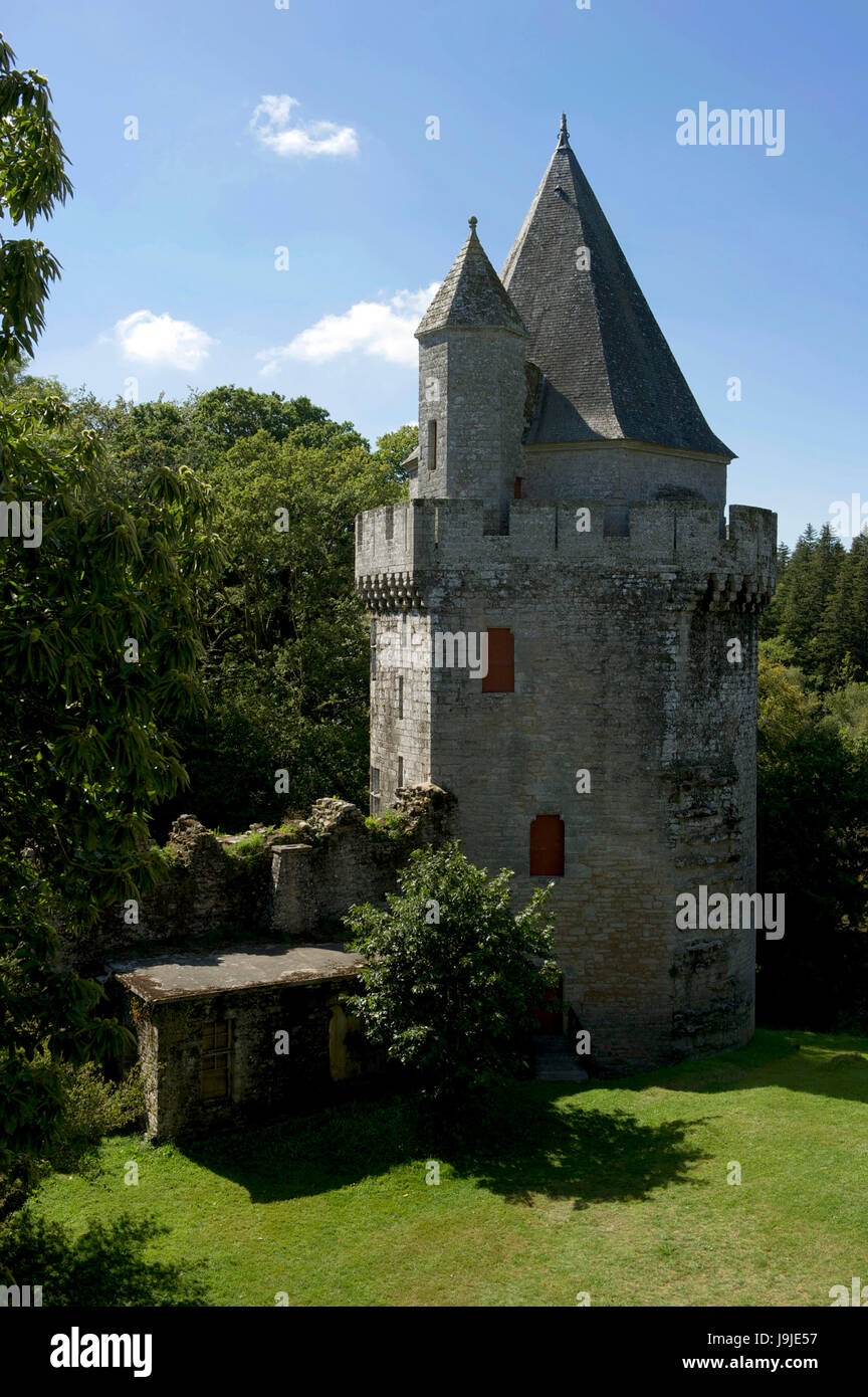 France, Morbihan, forteresse de Largoet ruines près de Elven village Banque D'Images