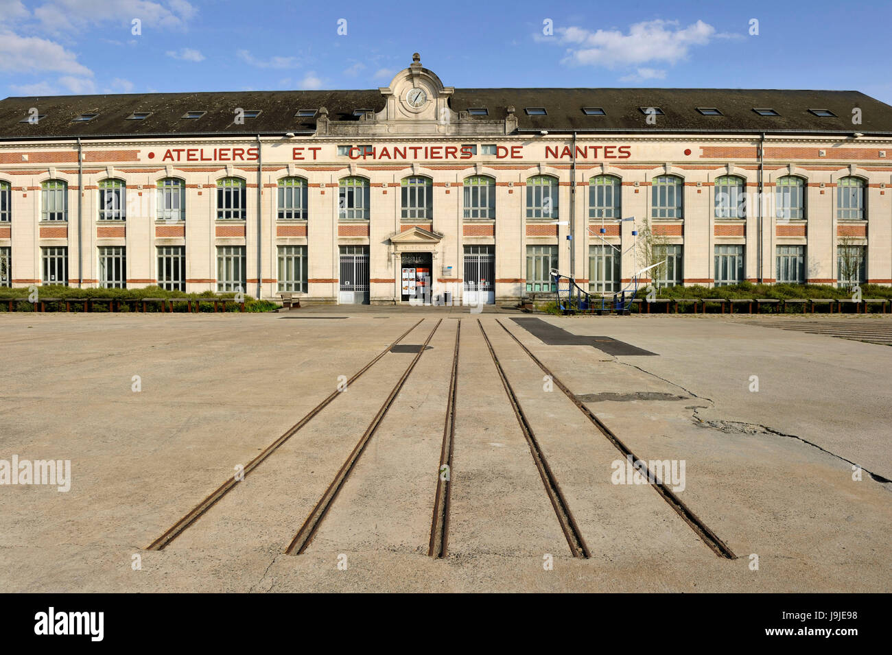 France, Loire Atlantique, Nantes, Ile de Nantes, l'ancien chantier hangars Banque D'Images