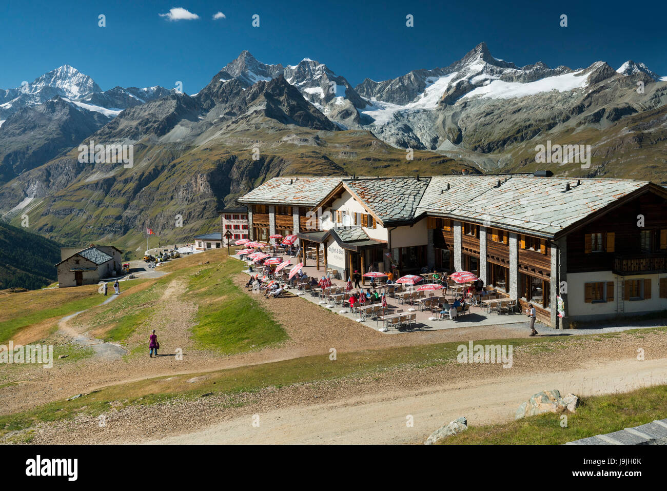 Riffelhaus, Dent Blanche, Zinalrothorn, Obergabelhorn, Zermatt (village), Valais, Suisse Banque D'Images