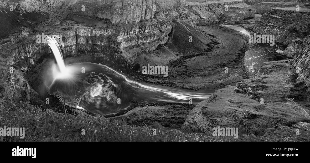 Chutes de palouse, noir et blanc Banque D'Images