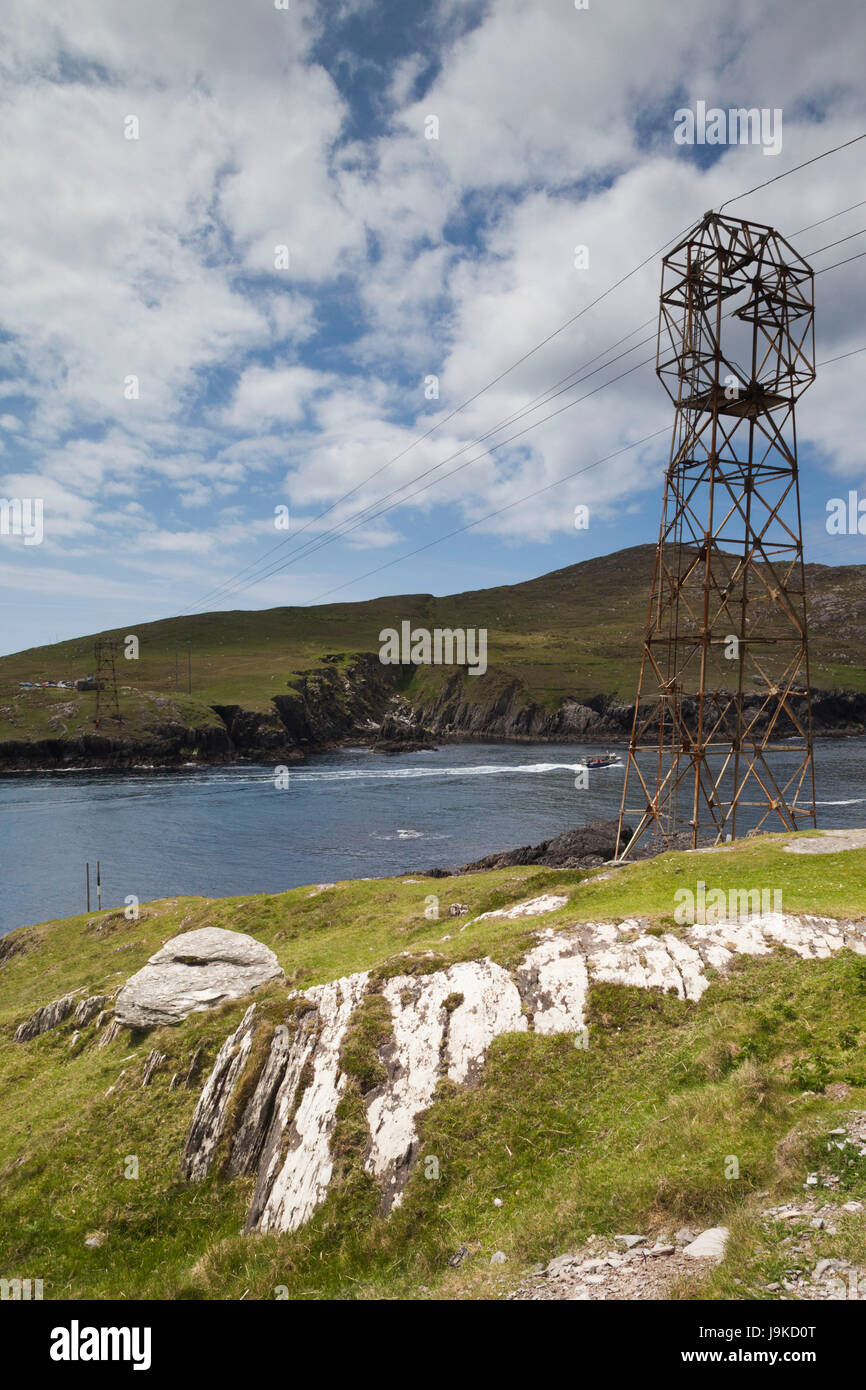 L'Irlande, dans le comté de Cork, Péninsule de Beara, anneau de Beara, Garinish, Dursey Island Tour de Téléphérique Banque D'Images