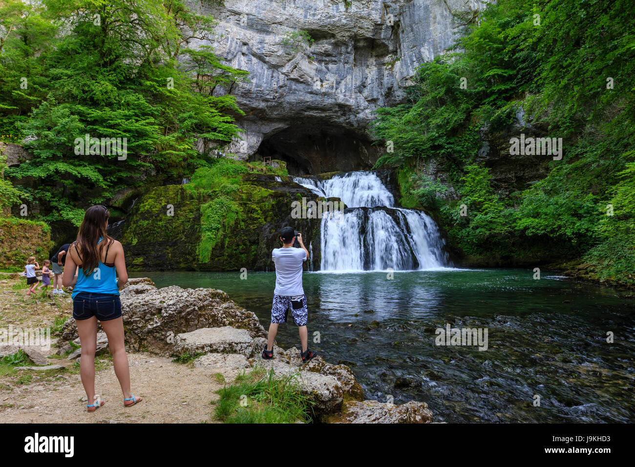 France, Doubs, Nans sous Sainte Anne, la source de Lison Banque D'Images