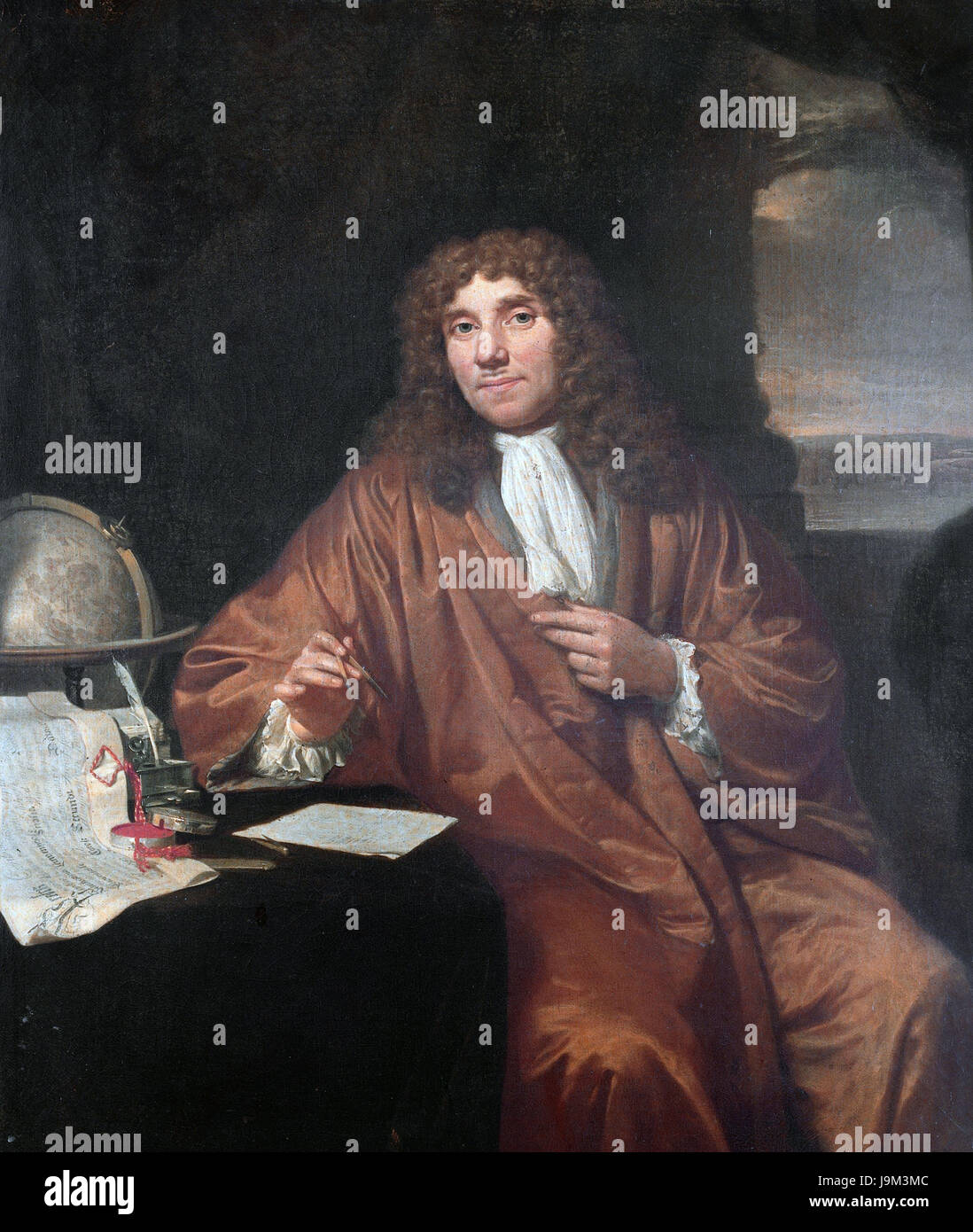 ANTOINE van Leeuwenhoek (1632-1723) Pionnier de la microbiologie, néerlandais peint par Jan Verkolje Banque D'Images