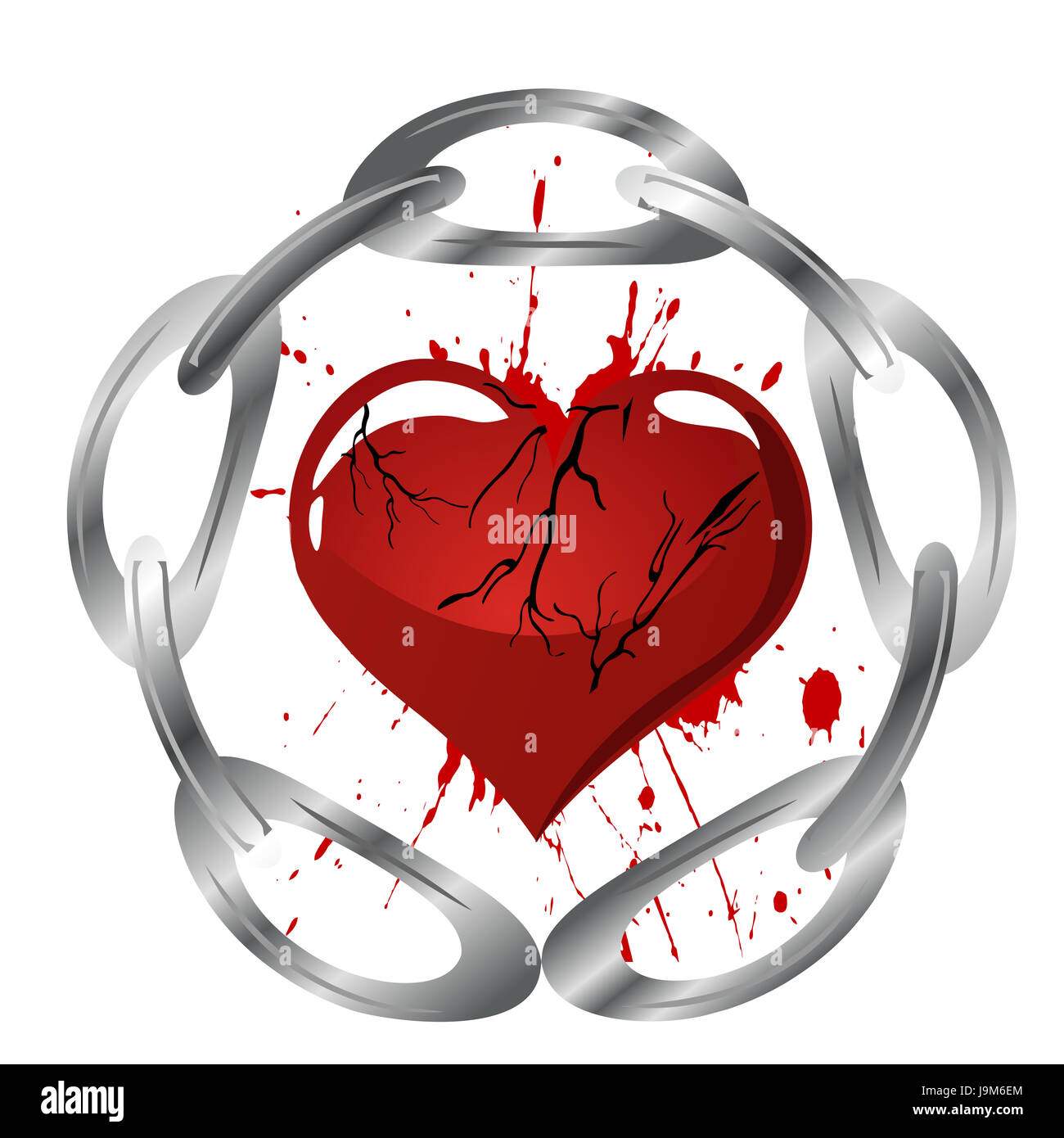 Chaine Douleur Cassee Deconnexion L Amour Dans L Amour Est Tombe En Amour Coeur Couleur Photo Stock Alamy