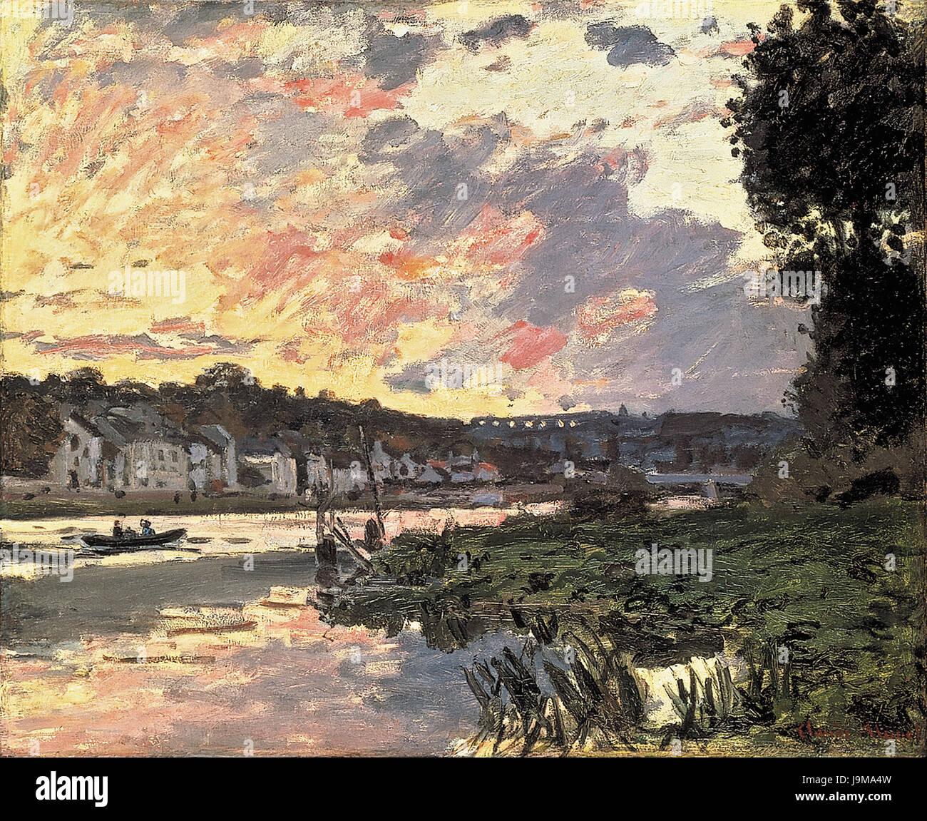 Claude Monet 1870 La Seine un Bougival le soir Banque D'Images
