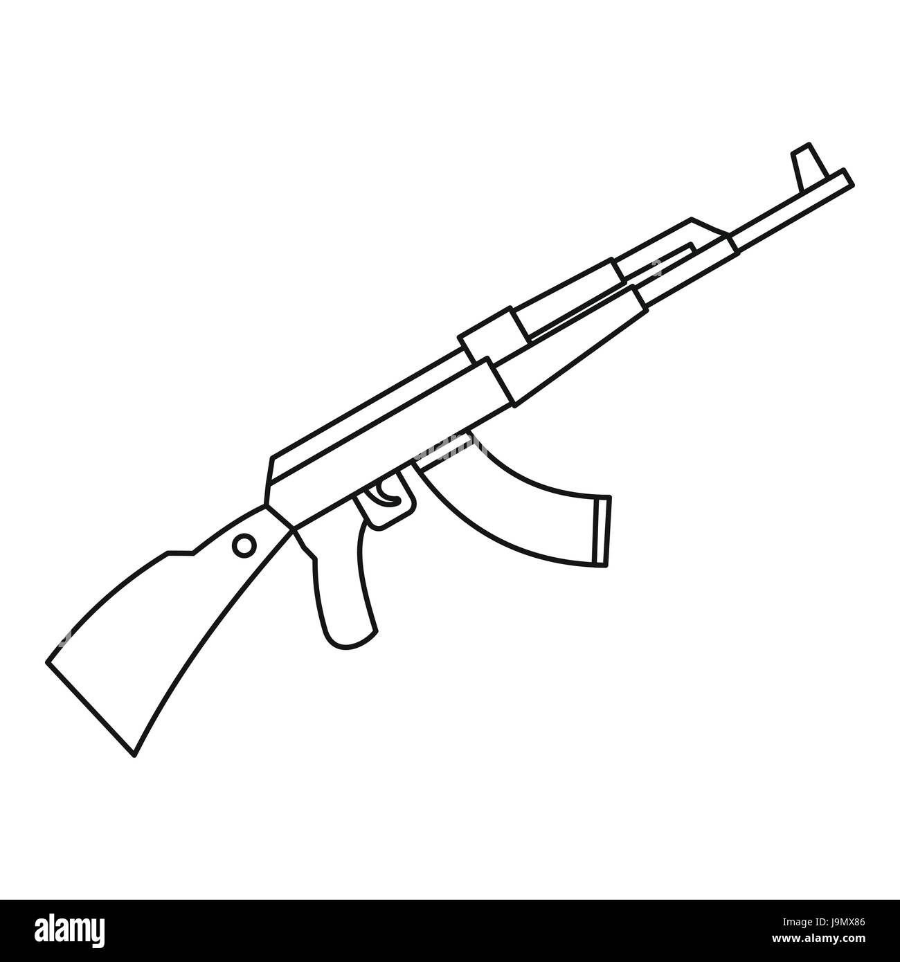 Kalashnikov AK 47 icône de machine, style contour Illustration de Vecteur