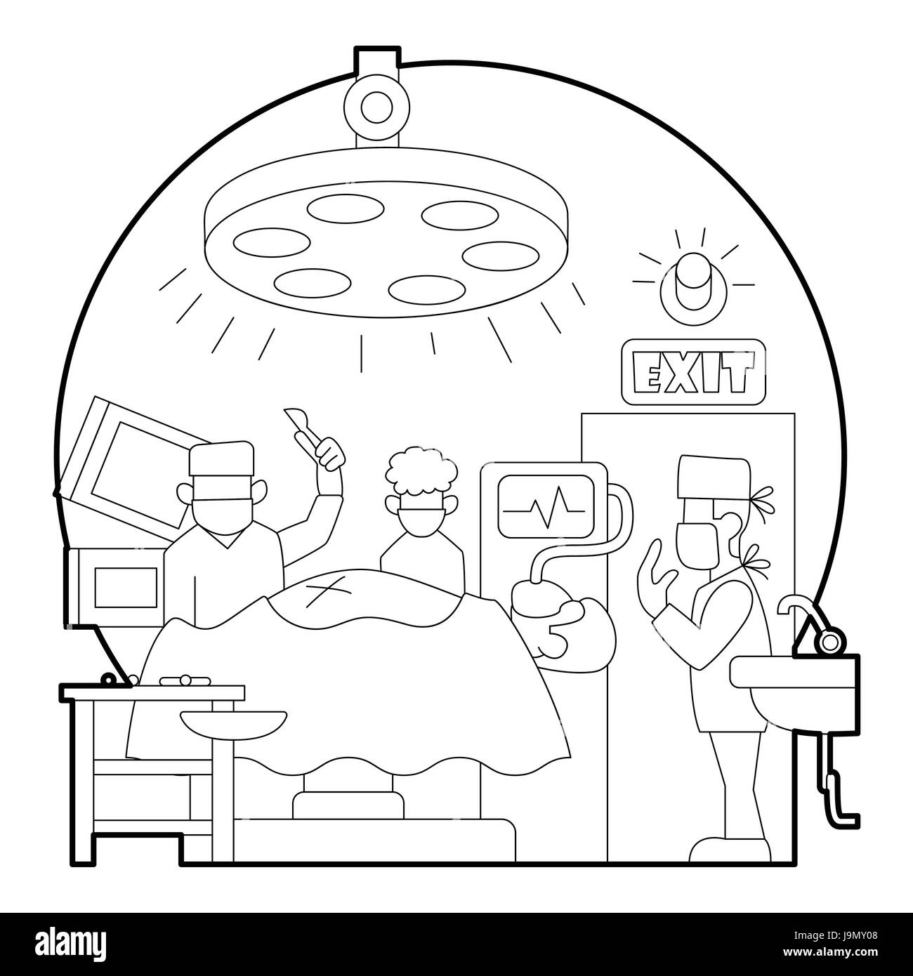 Intervention chirurgicale à l'hôpital concept Illustration de Vecteur