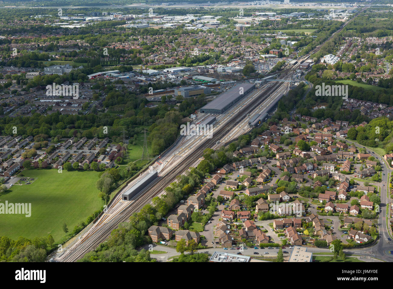 Siemens, trois ponts de l'installation d'opérations, Crawley, West Sussex est de plus de 1,4 kilomètres de long et a été construit par VolkerFitzpatrick. Banque D'Images