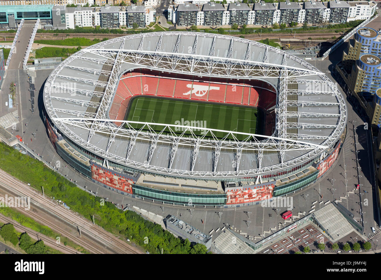 L'Unis stade de Highbury, Londres, Angleterre, et l'accueil du Premier Ministre Leagues, Arsenal Football Club. Capacité de plus de 60 000. Banque D'Images