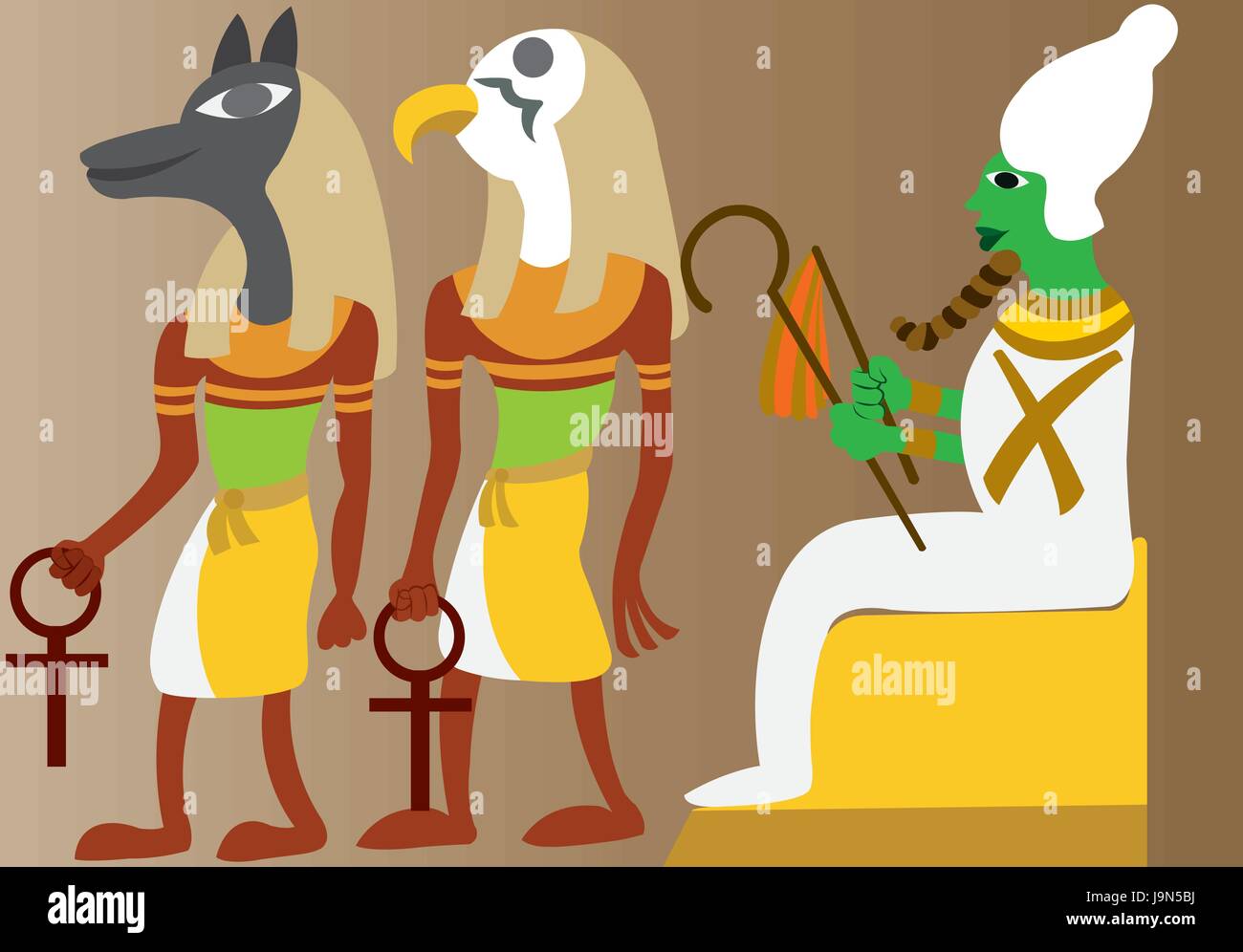 Une représentation linéaire des dieux de l'Égypte ancienne Illustration de Vecteur