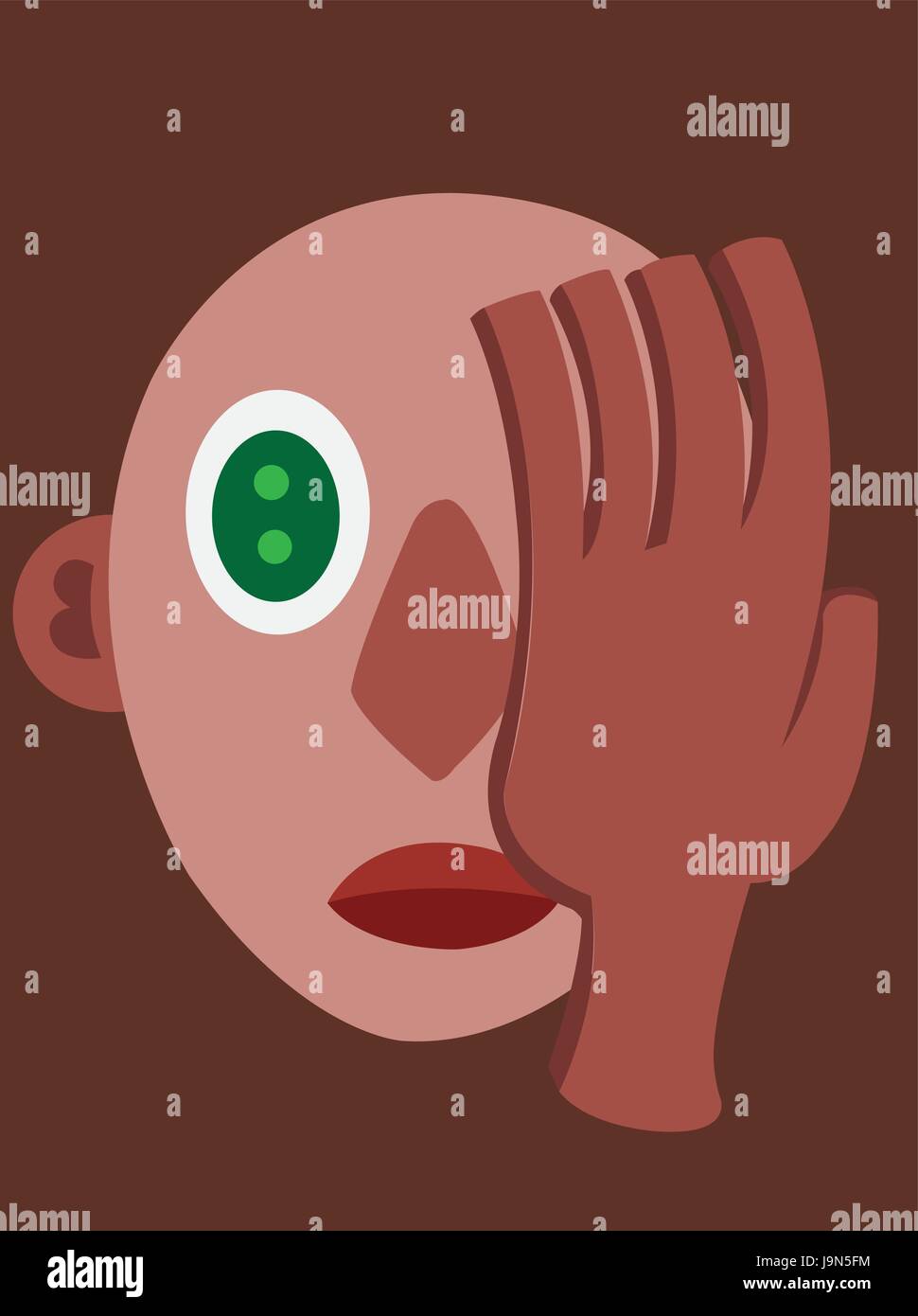 Une main sur le visage Illustration de Vecteur
