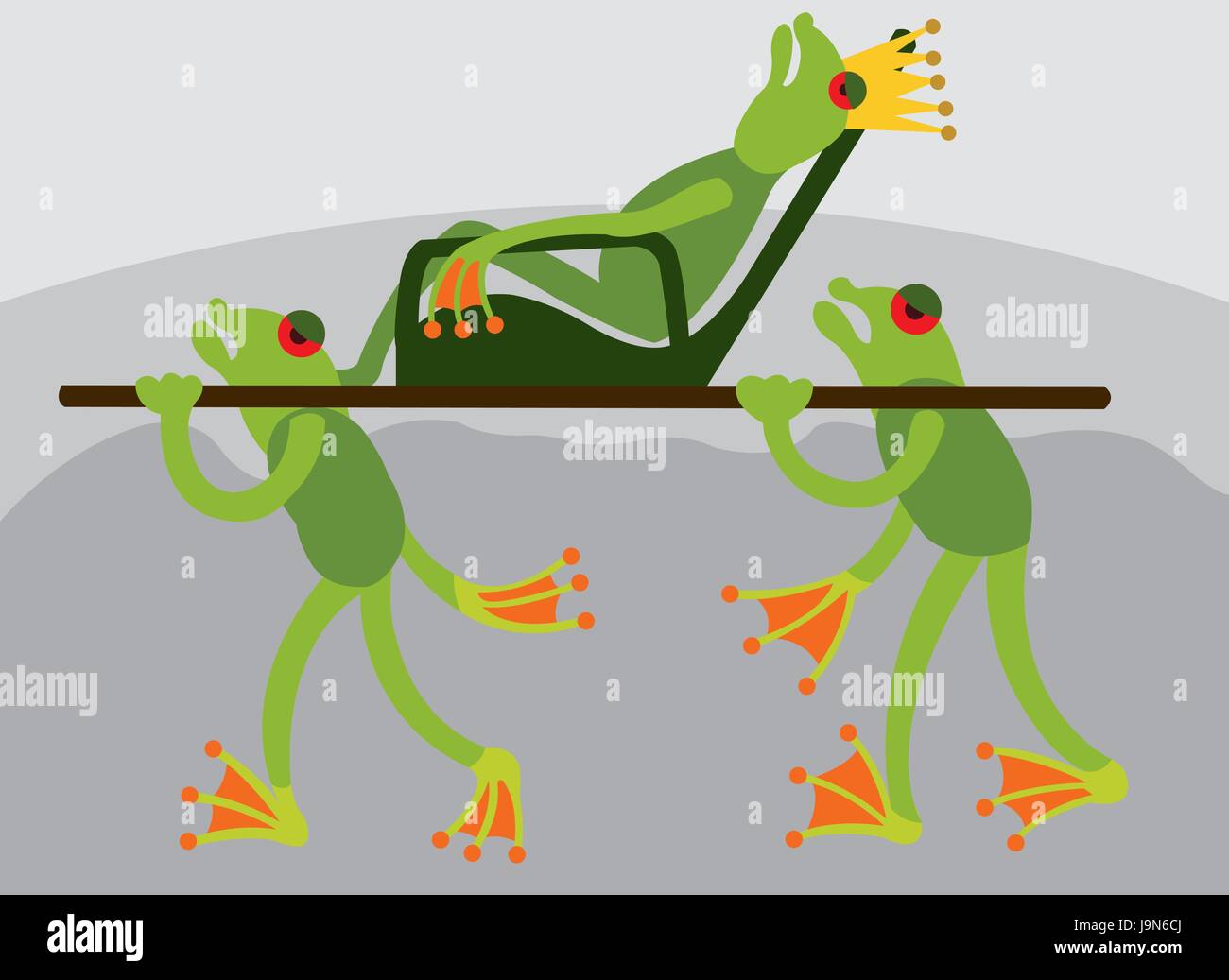 Un roi grenouille en cours à l'arrière Illustration de Vecteur