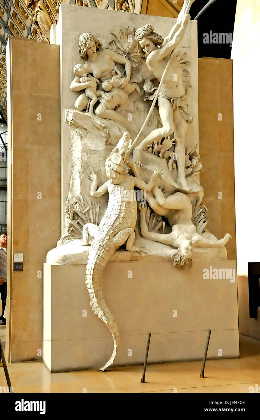 Statue - Les chasseurs d'Alligator, au Musée d'Orsay Paris, France le 26/09/2015 Banque D'Images