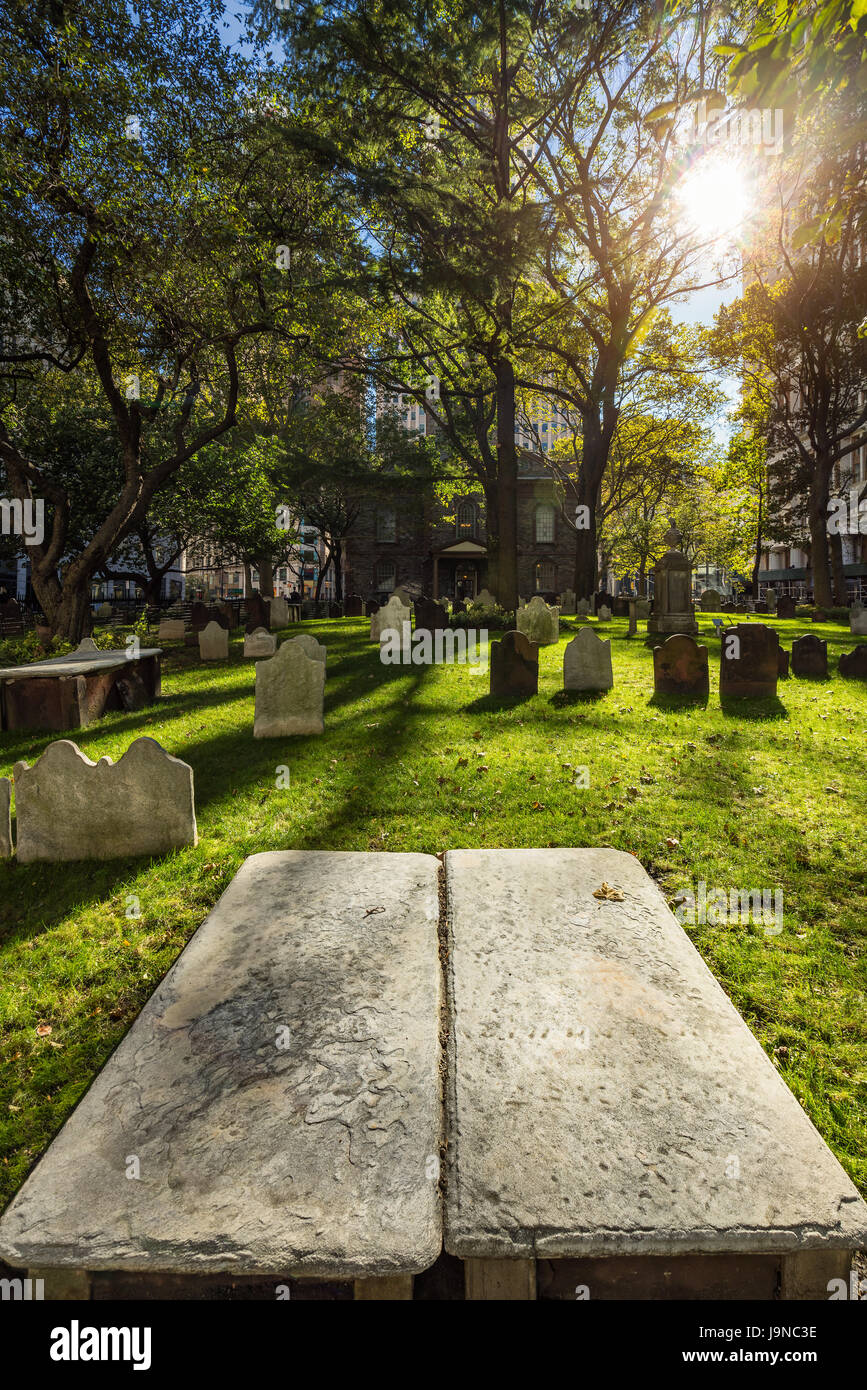Saint Paul's Chapel cemetery. Financial District, Manhattan, New York City Banque D'Images