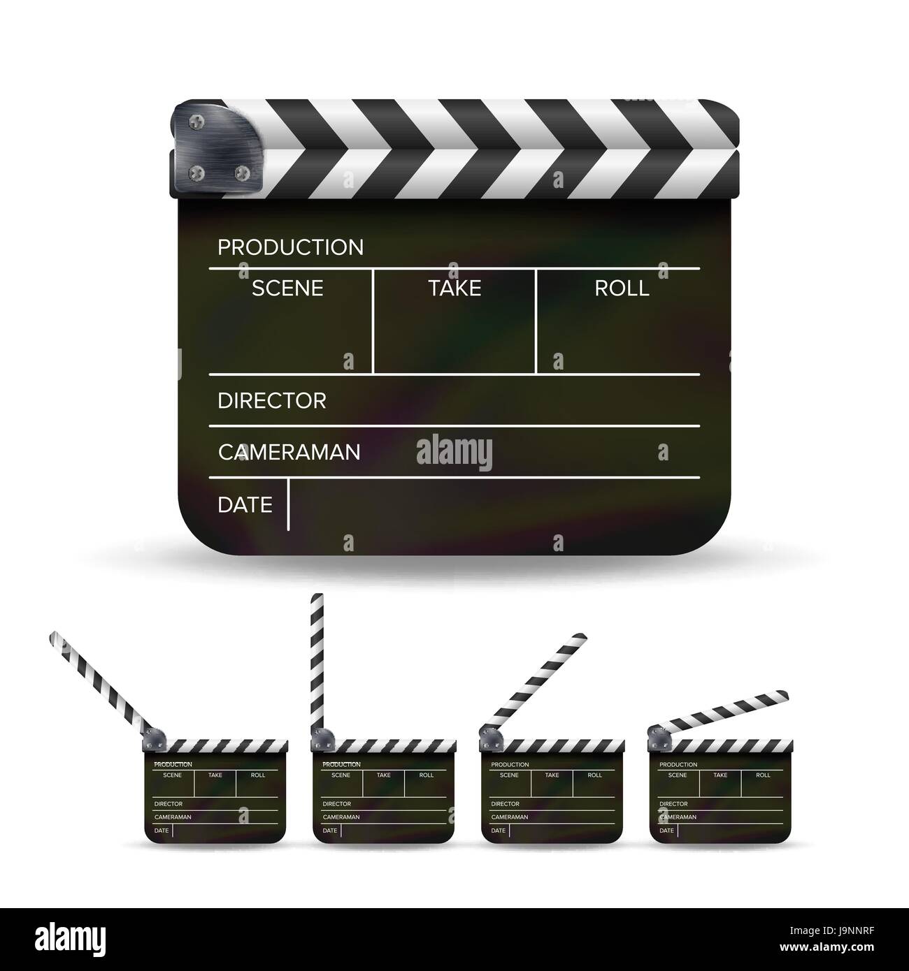 Clapper Board vecteur. Cinéma noir Clapper isolé sur fond blanc Illustration de Vecteur