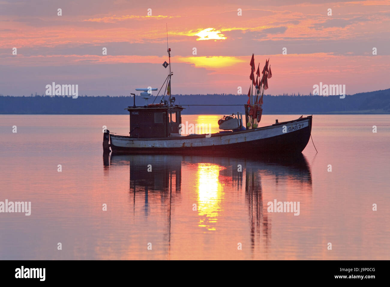 Allemagne,1,l'île de Rügen en mer Baltique,Nouveau,Reddevitz,bateau de pêche,matin, tuning Banque D'Images