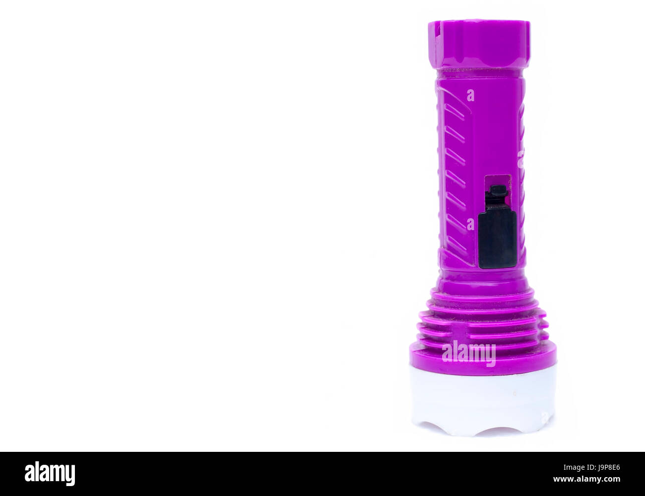 Les enfants jouet batterie torche, isolé sur blanc. Moins est plus. Banque D'Images